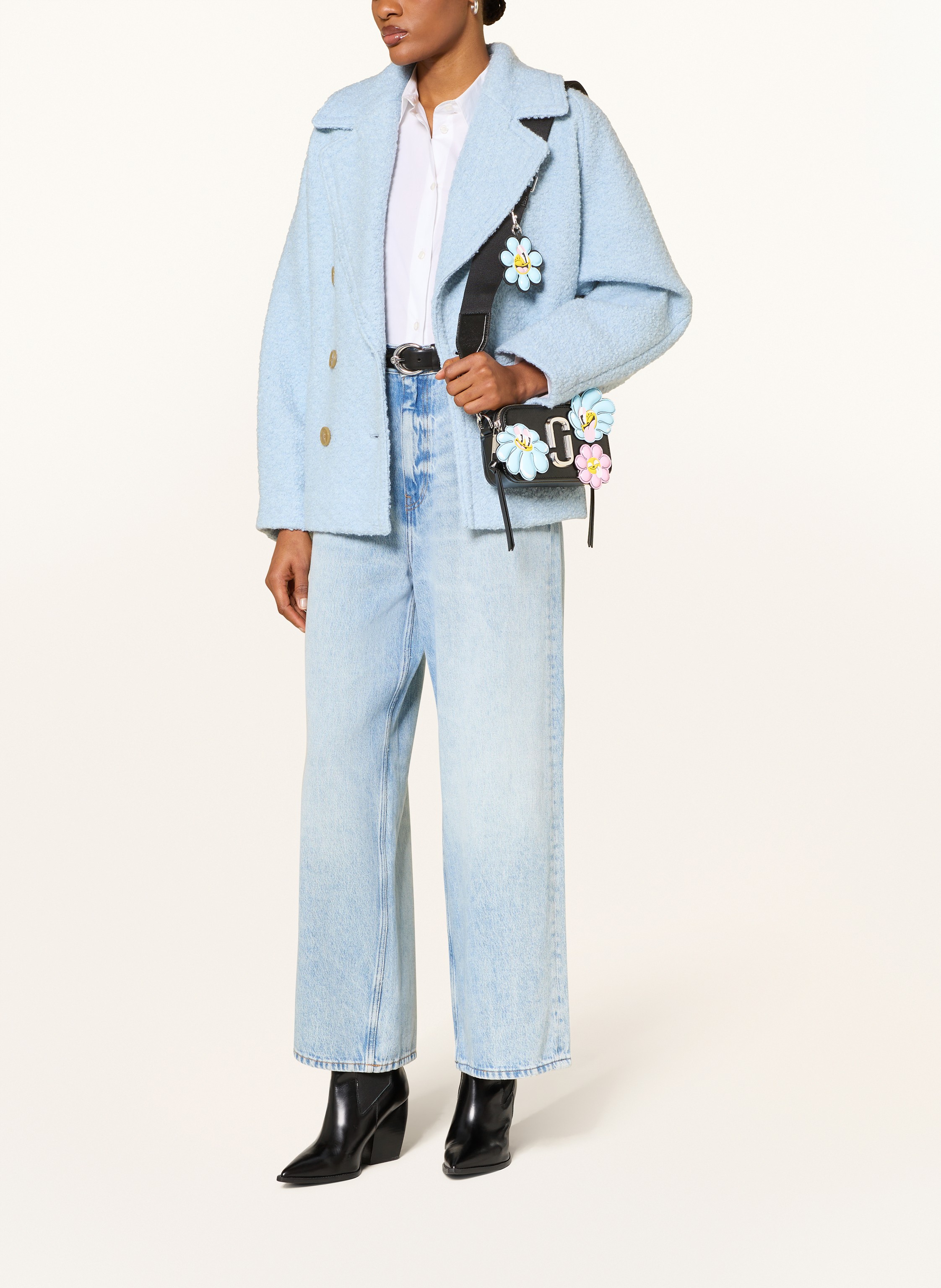 Thumbnail - Marc Jacobs Saffiano-Umhängetasche The Snapshot Flower Patches schwarz