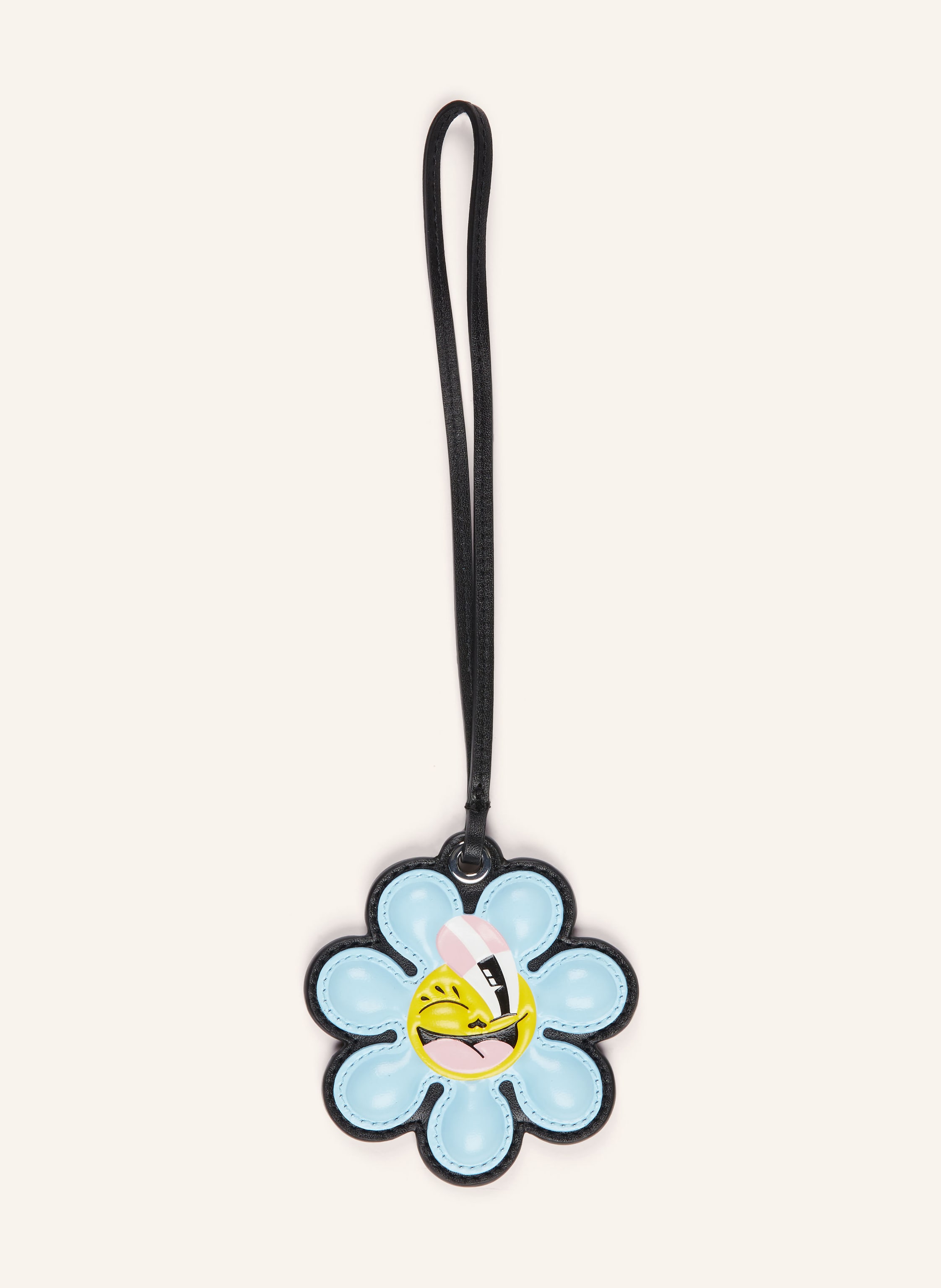 Marc Jacobs Motiv-Print. Glattleder. Florales Design in hellblau / gelb / schwarz