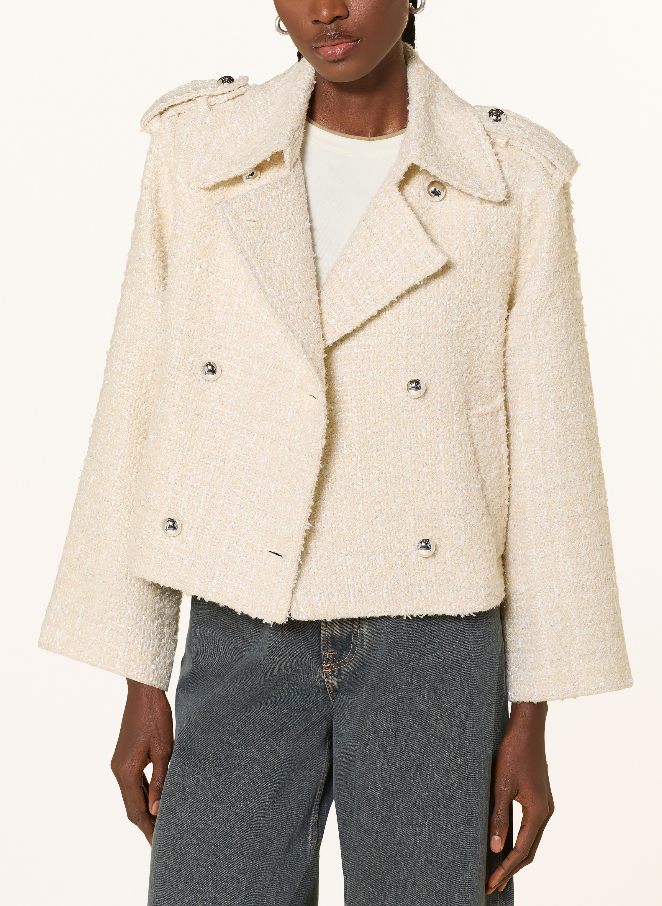 Thumbnail - Mrs & Hugs Trench-Jacke Aus Bouclé weiss