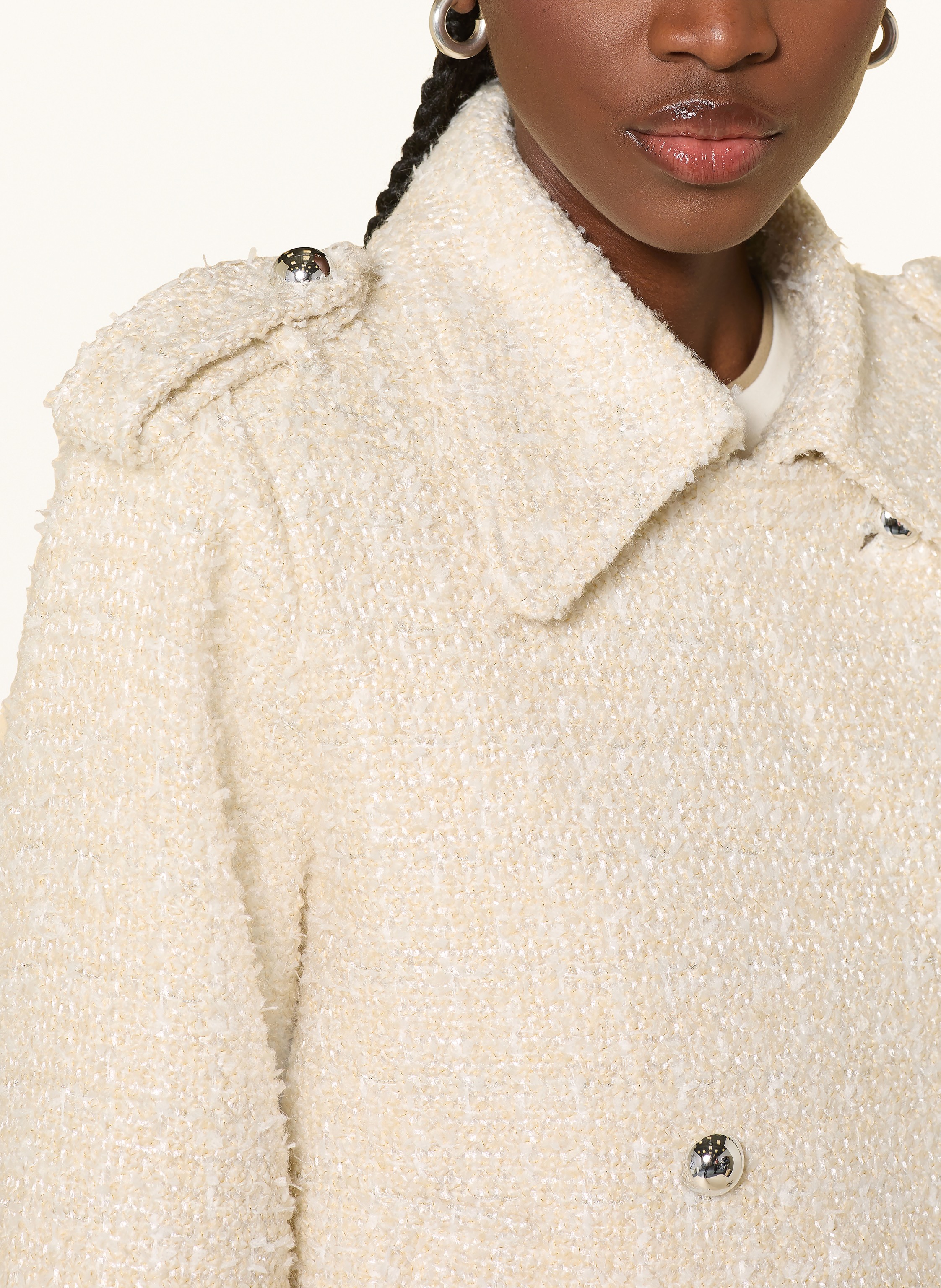 Thumbnail - Mrs & Hugs Trench-Jacke Aus Bouclé weiss