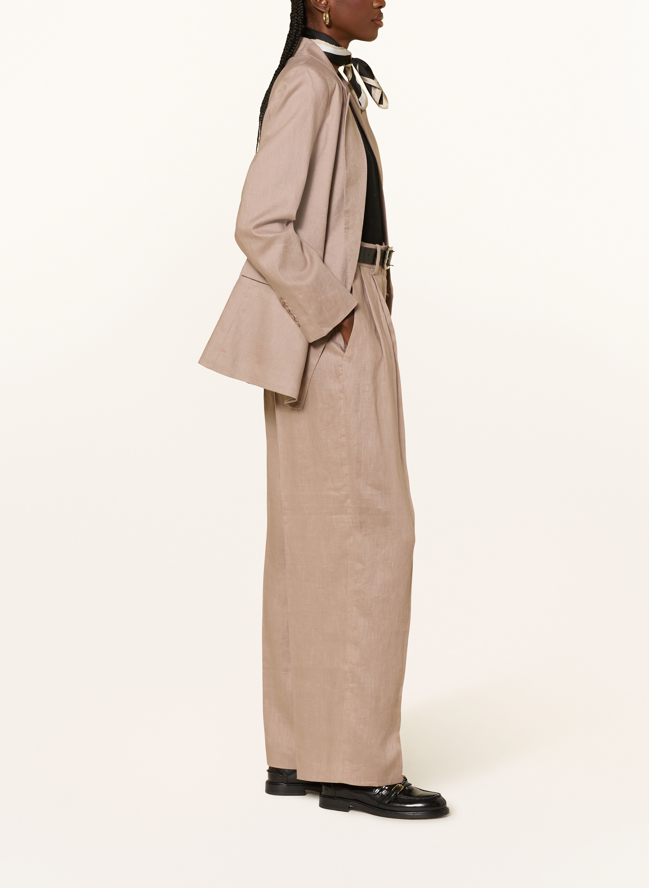 Thumbnail - Mrs & Hugs Marlenehose Aus Leinen beige