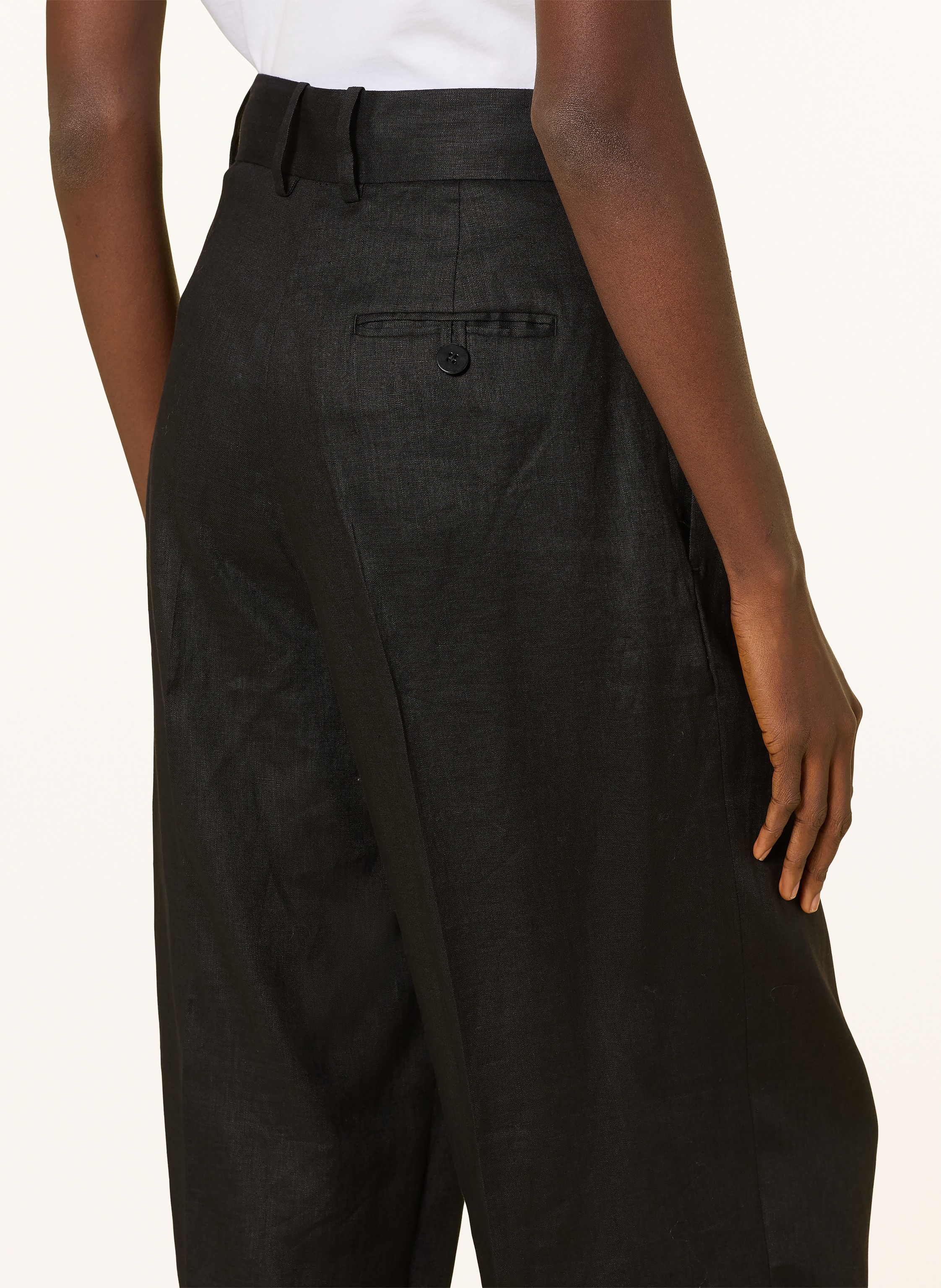 Thumbnail - Mrs & Hugs Marlenehose Aus Leinen schwarz