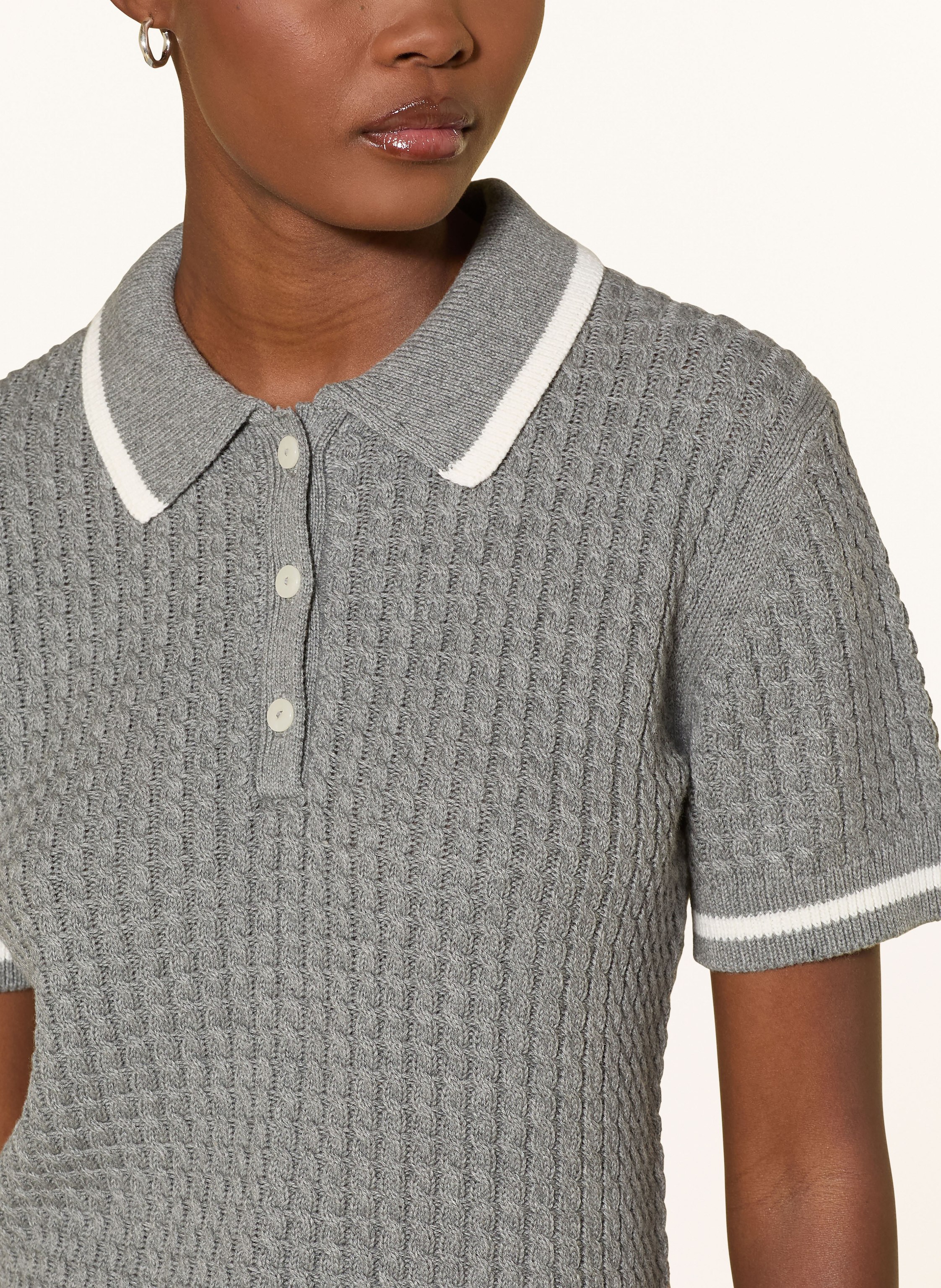 Thumbnail - Mrs & Hugs Strick-Poloshirt grau