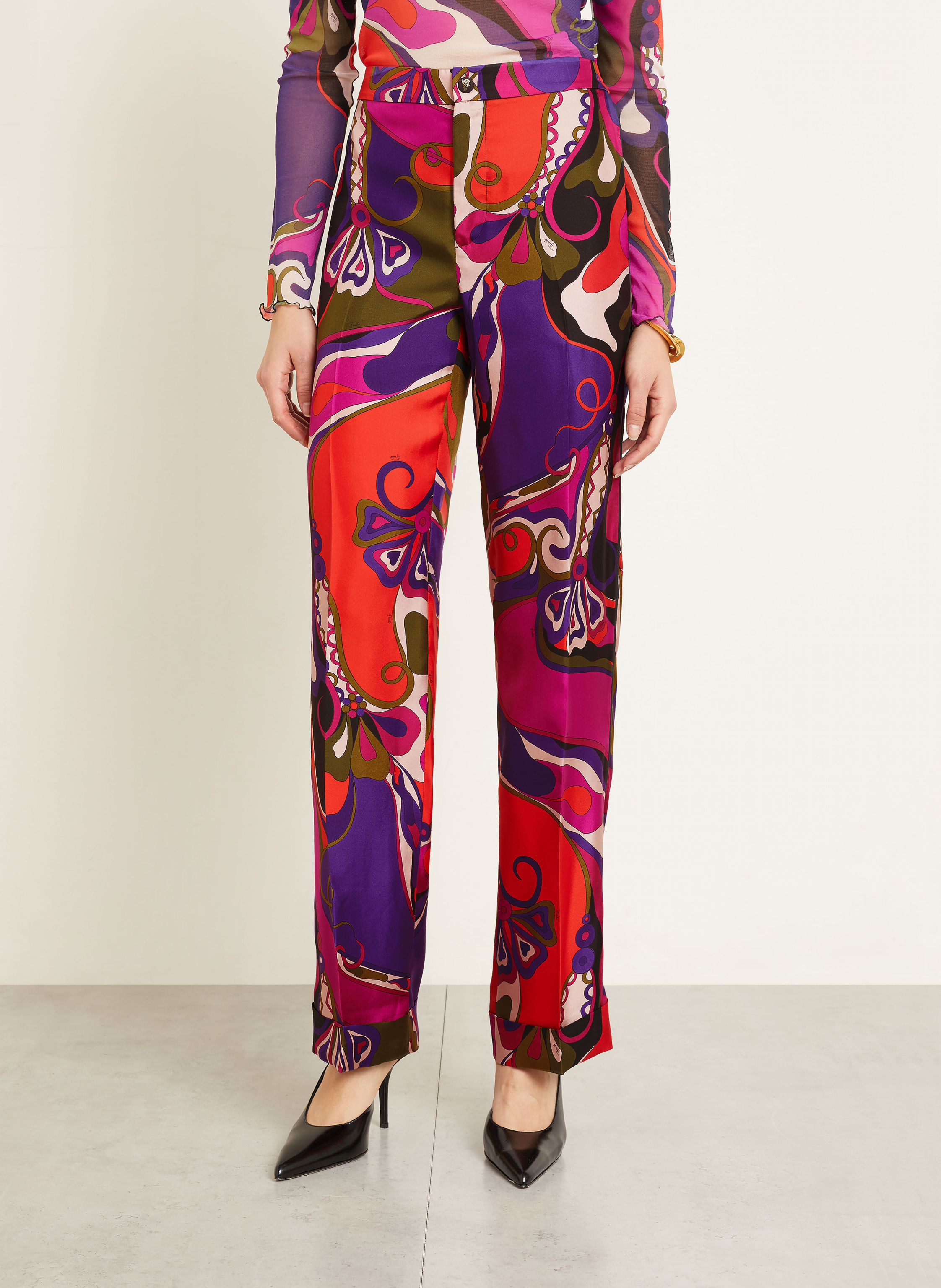 Thumbnail - Pucci Marlenehose Aus Seide pink