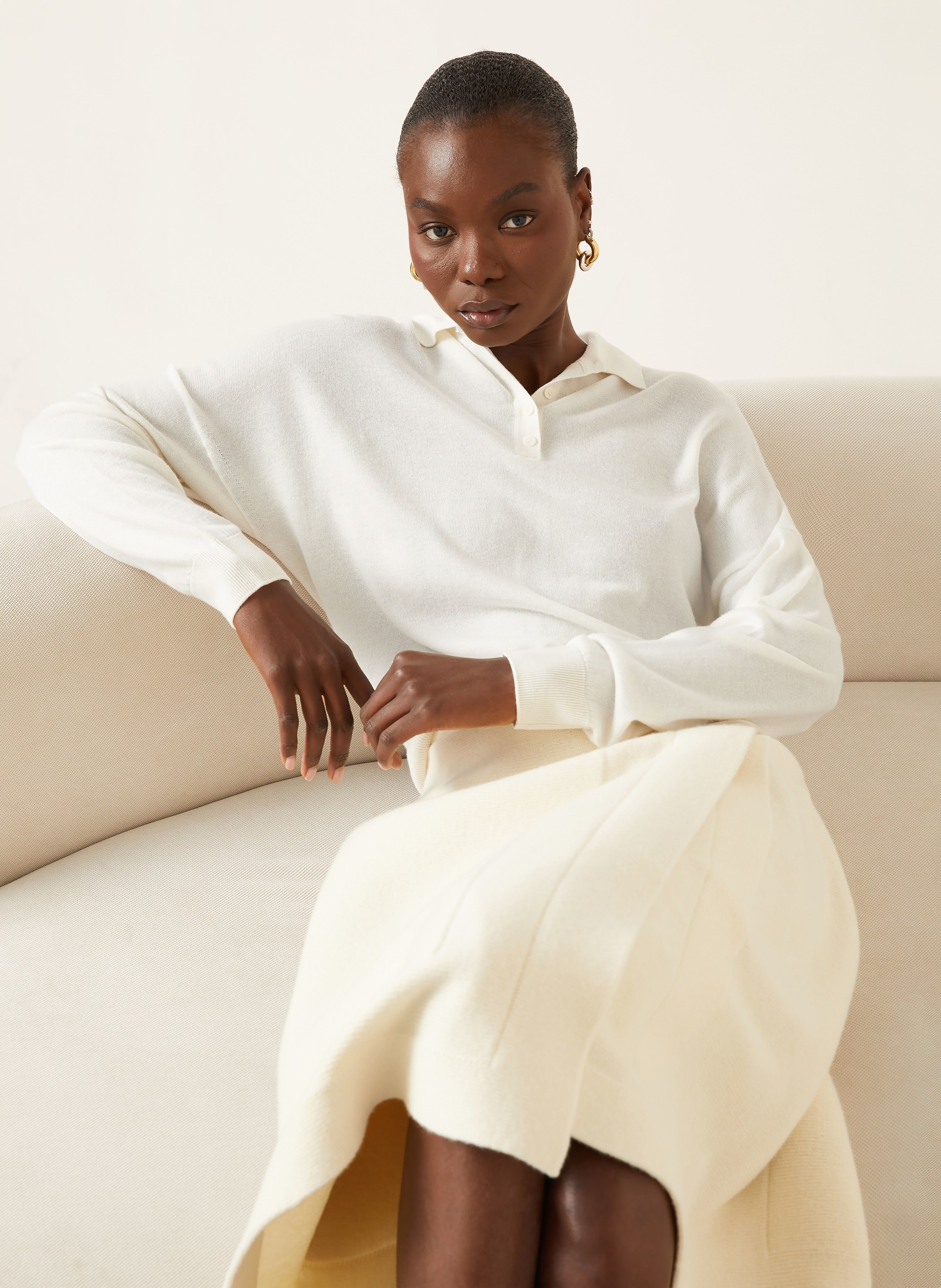 Thumbnail - Iris Von Arnim Strick-Poloshirt Lilia Aus Cashmere Mit Seide weiss