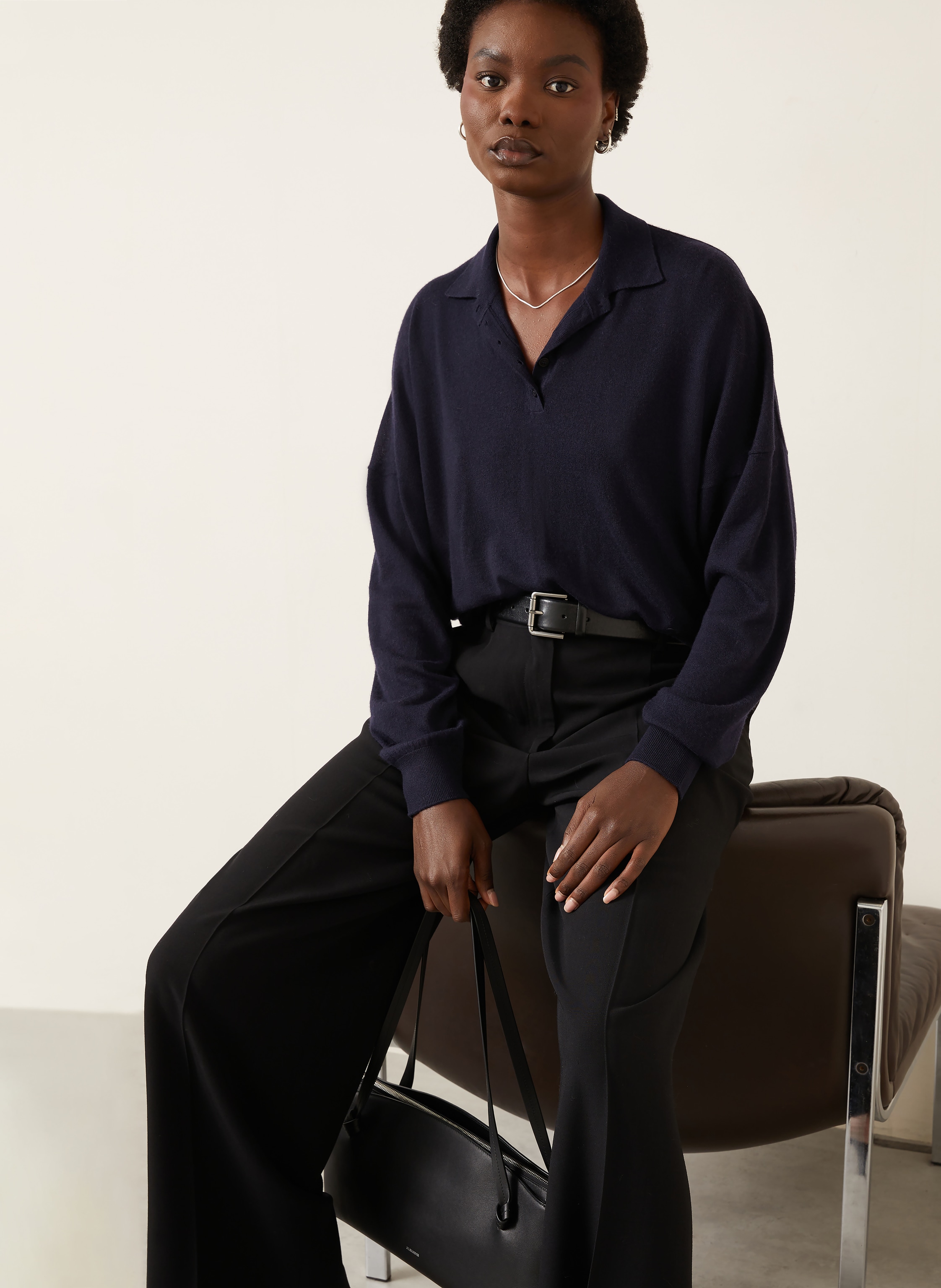 Thumbnail - Iris Von Arnim Strick-Poloshirt Lilia Aus Cashmere Mit Seide blau