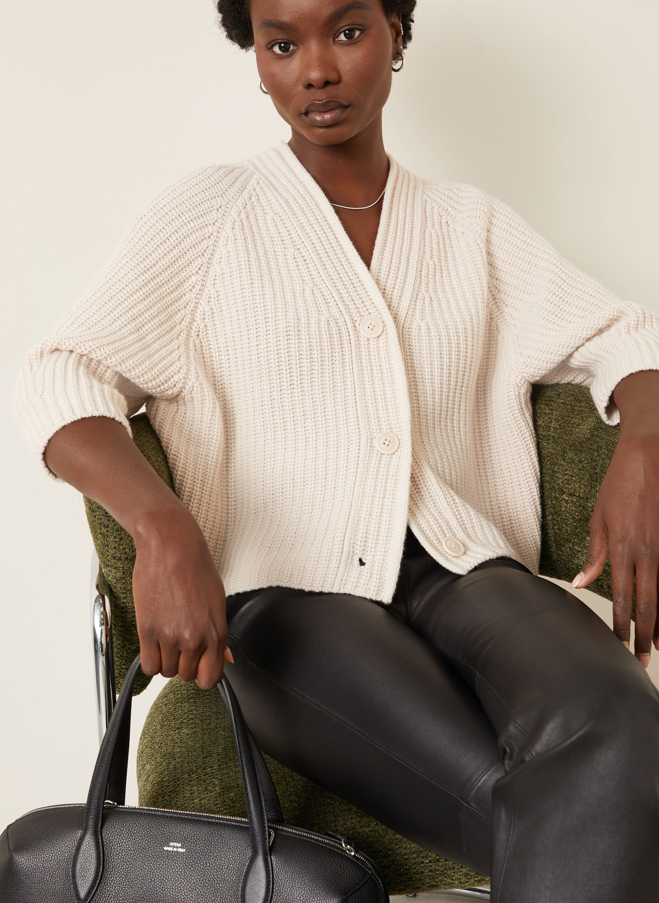 Thumbnail - Iris Von Arnim Strickjacke Fallou Aus Cashmere Mit 3/4-Arm beige