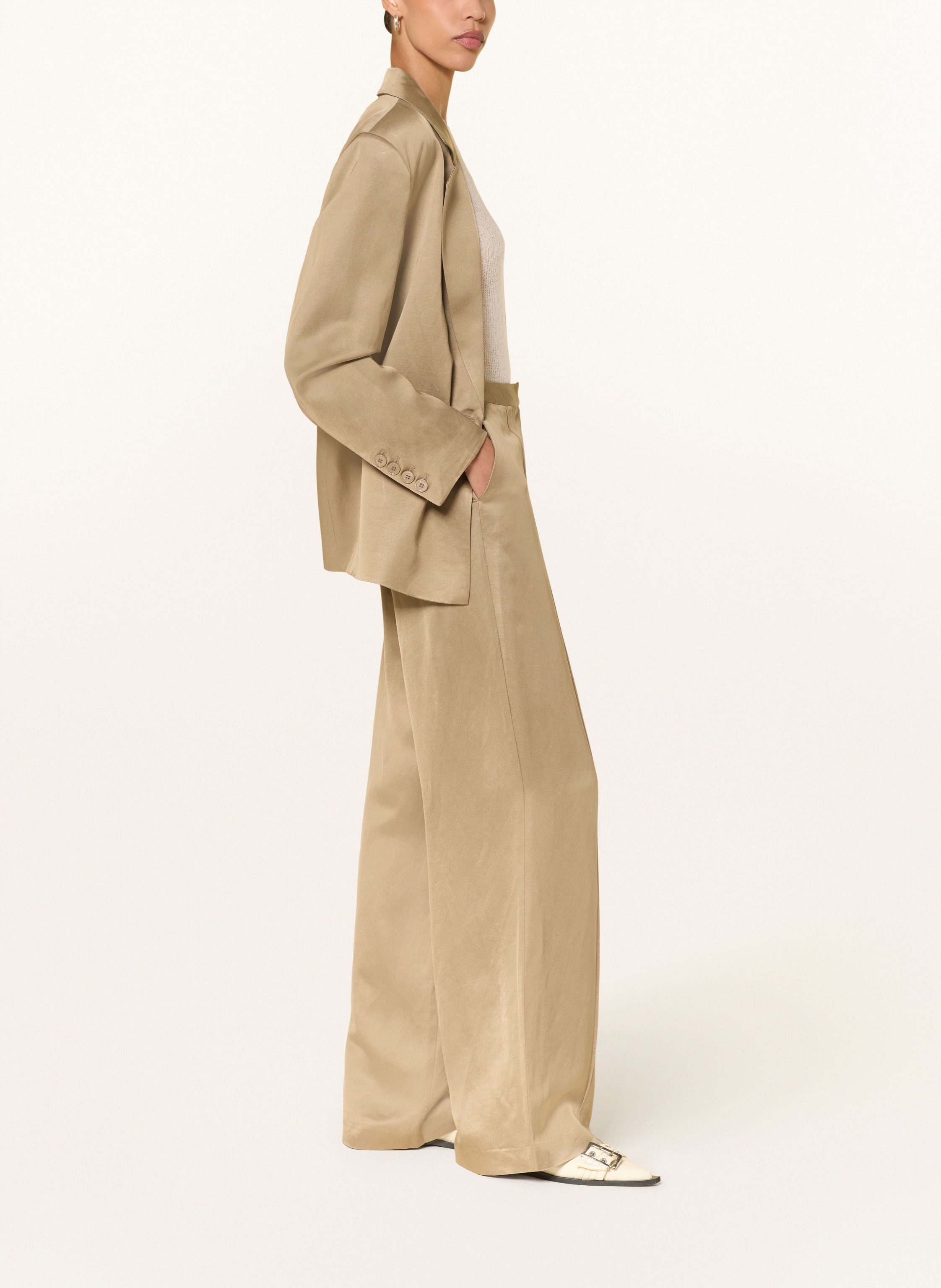 Thumbnail - Mrs & Hugs Marlenehose Aus Satin gruen