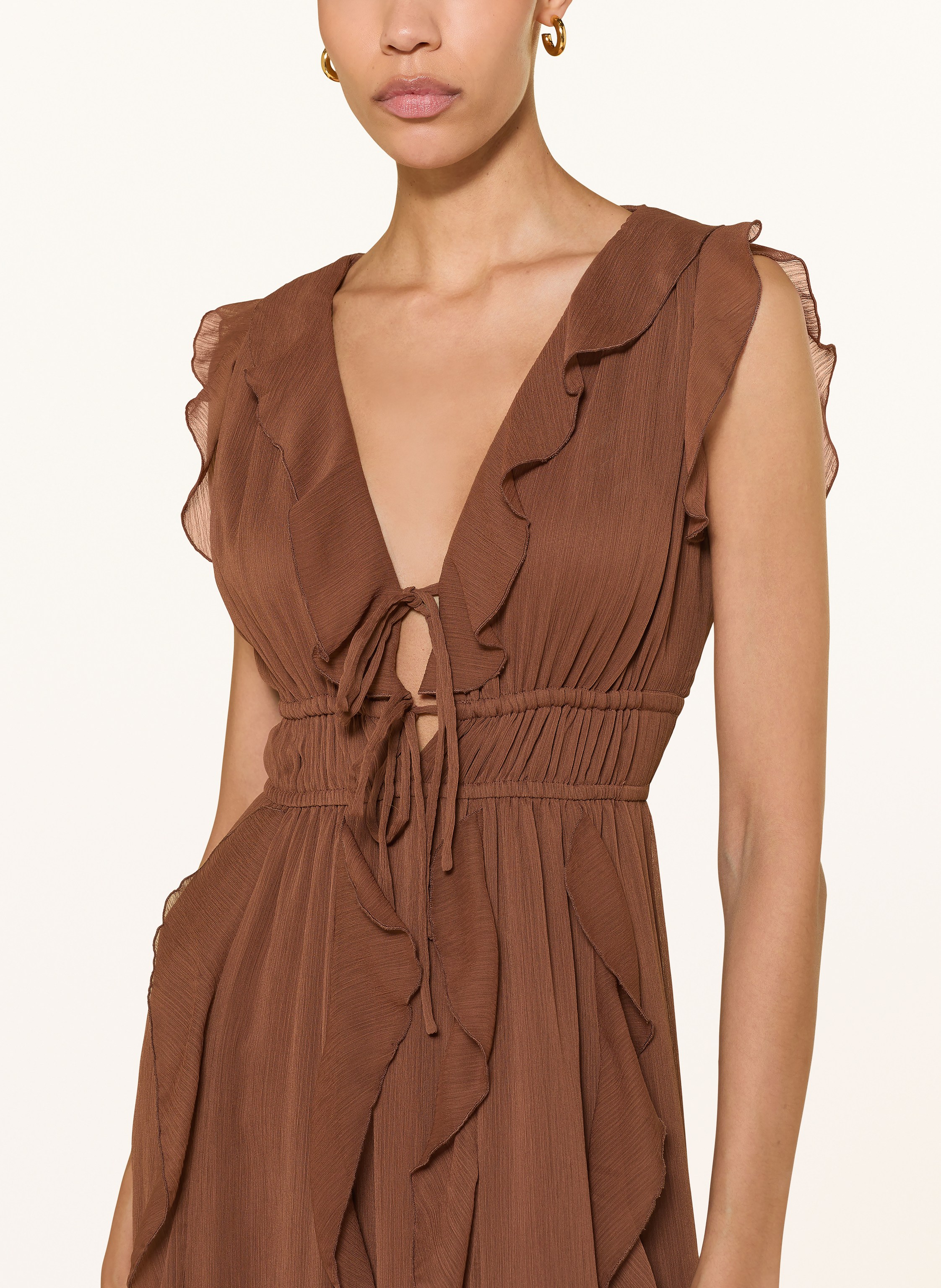 Thumbnail - Mrs & Hugs Kleid Mit Volants beige