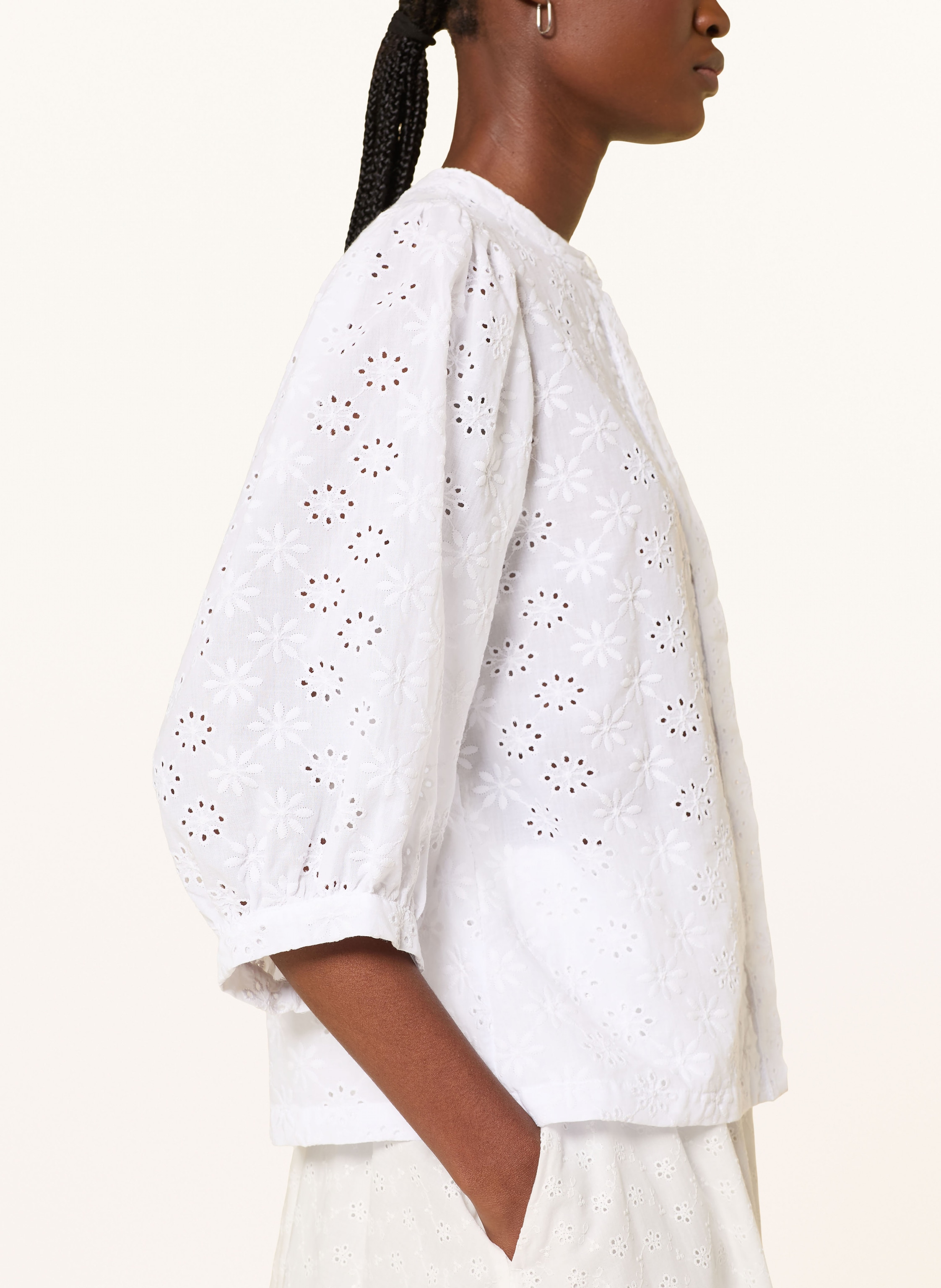 Thumbnail - Barbour Bluse Layla Aus Lochspitze Mit 3/4-Arm weiss