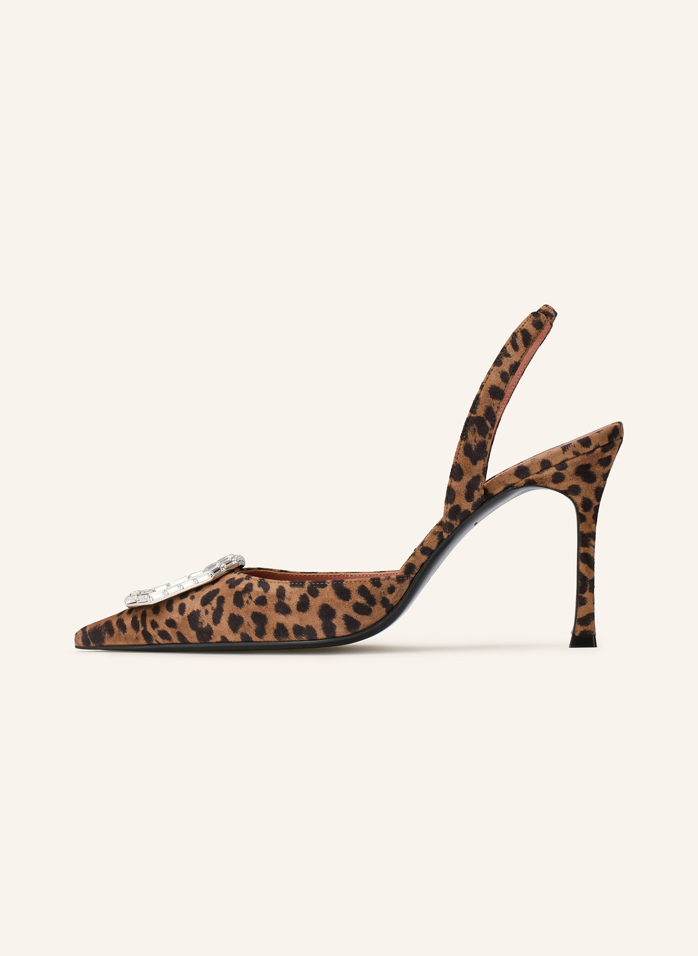 Thumbnail - Amina Muaddi Slingpumps Camelia Mit Schmucksteinen braun