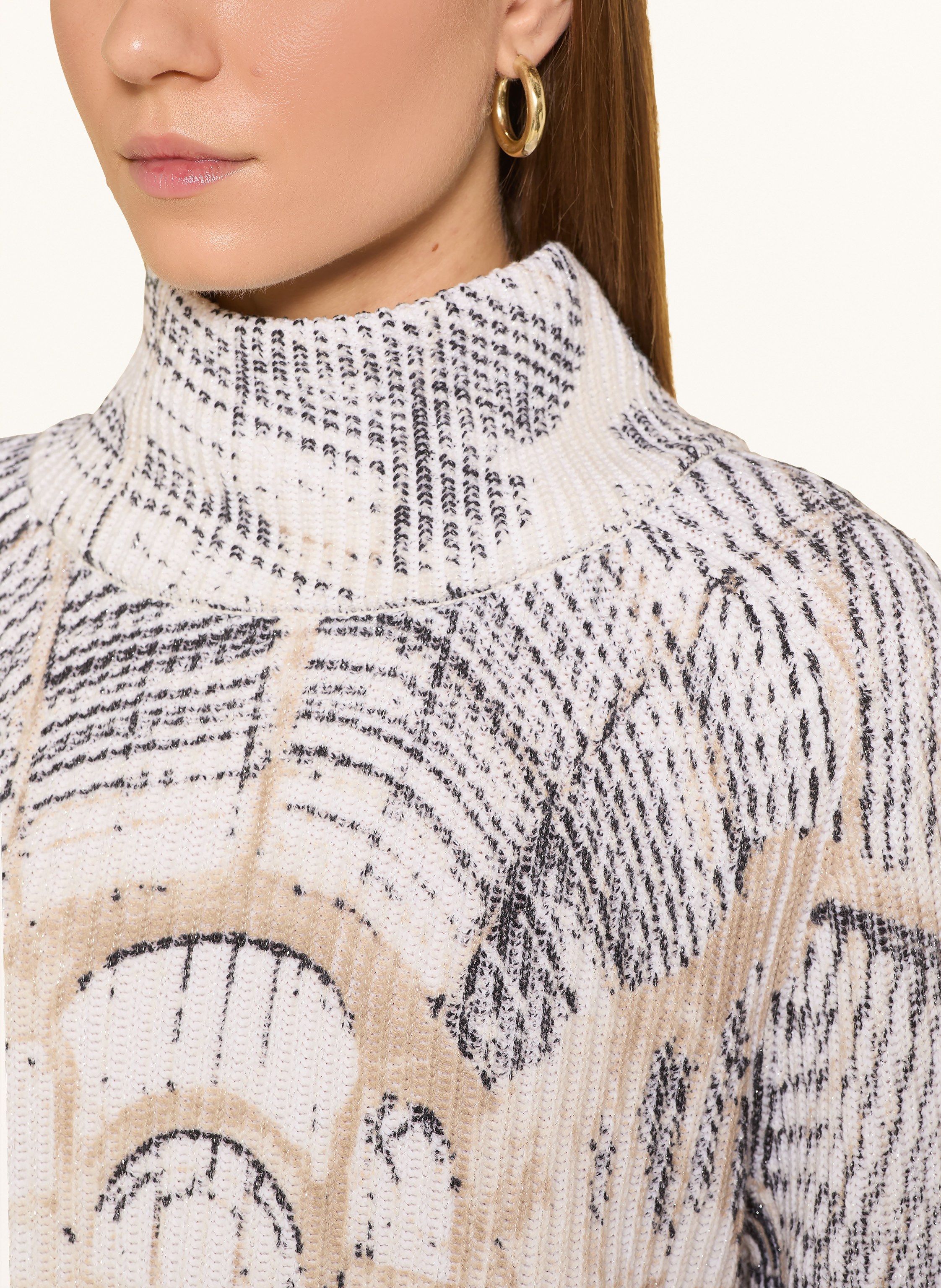 Thumbnail - Monari Pullover Mit Glitzergarn beige