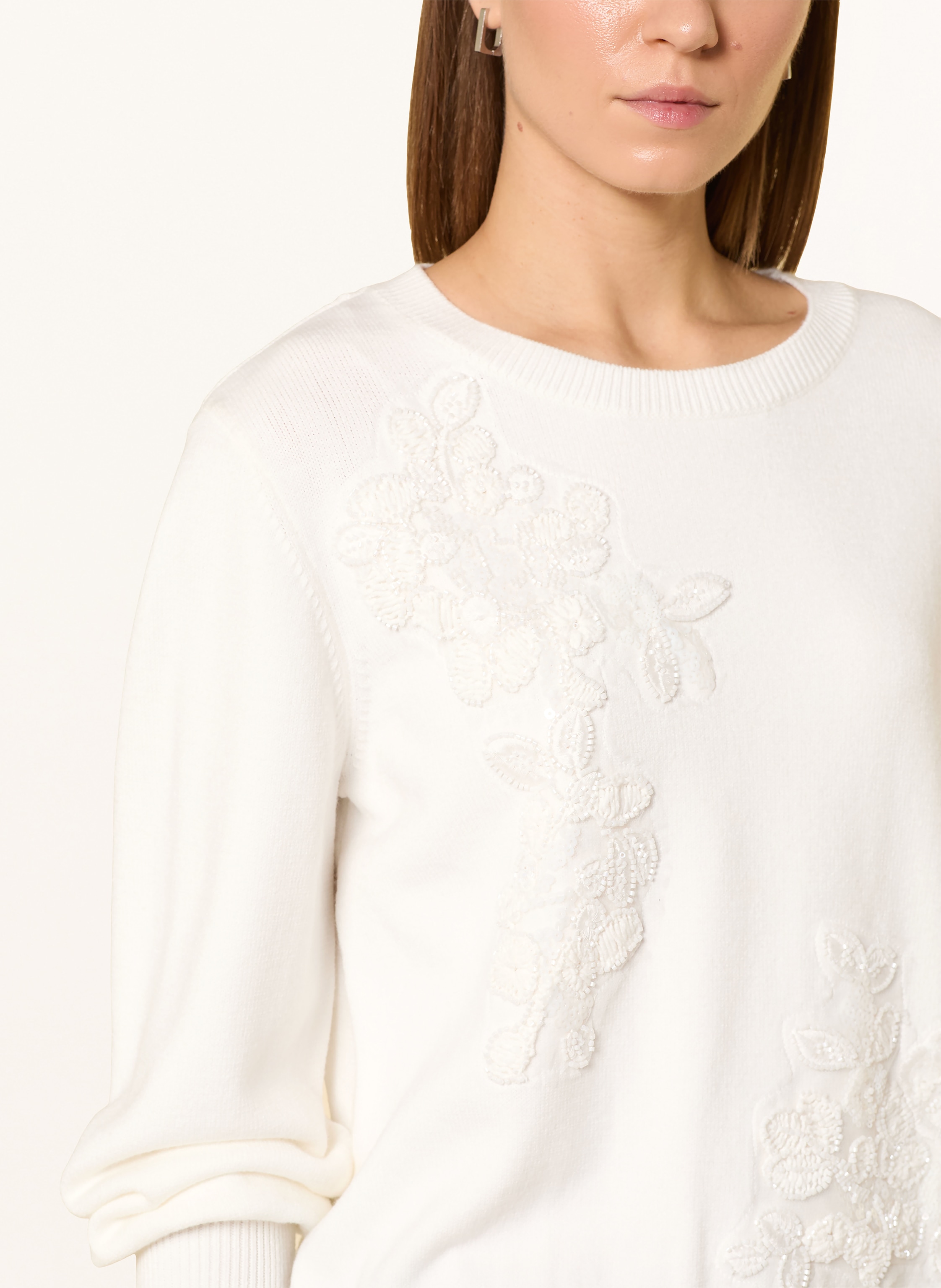 Thumbnail - Monari Pullover Mit Pailletten Und Schmucksteinen weiss