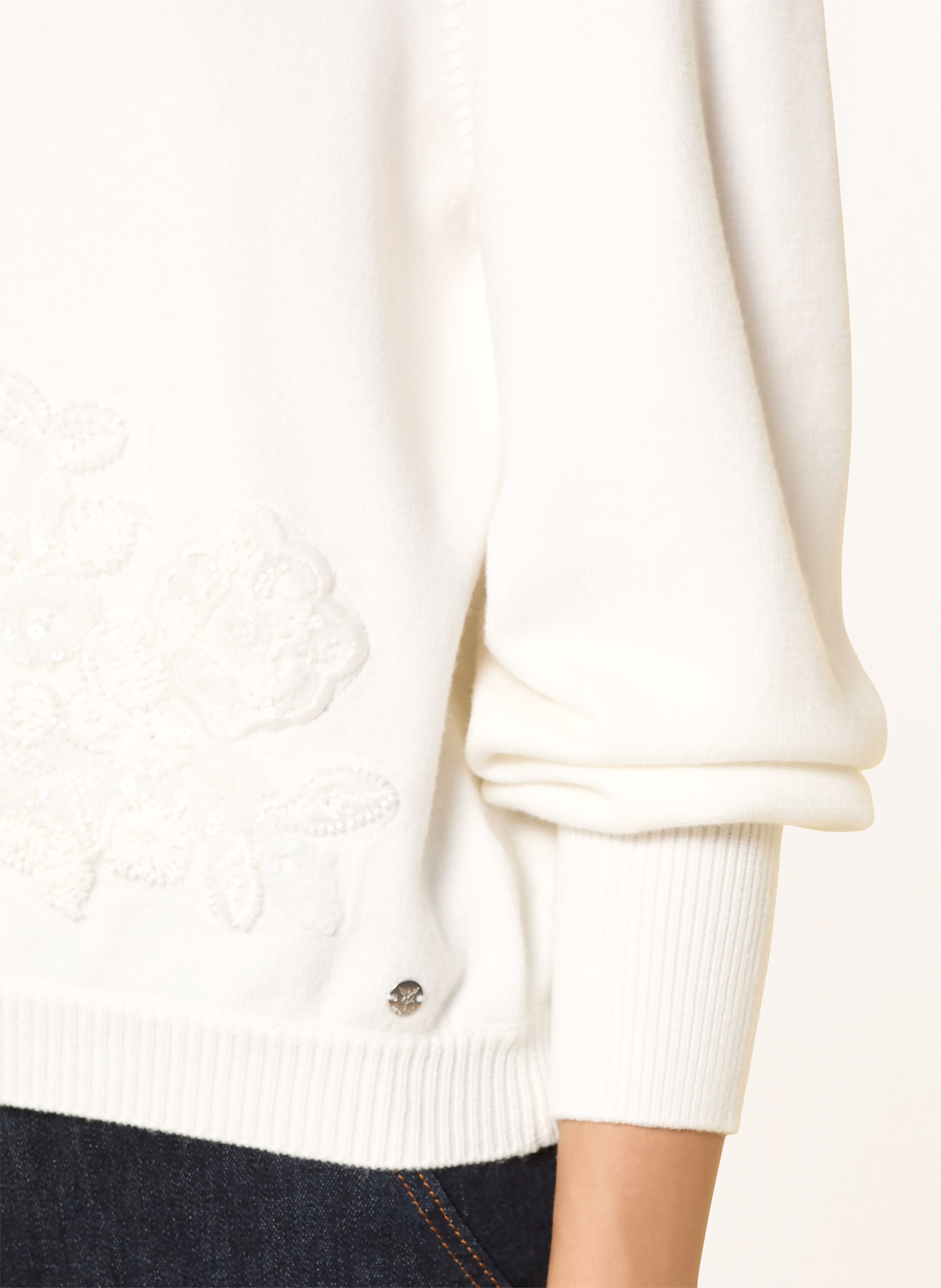 Thumbnail - Monari Pullover Mit Pailletten Und Schmucksteinen weiss