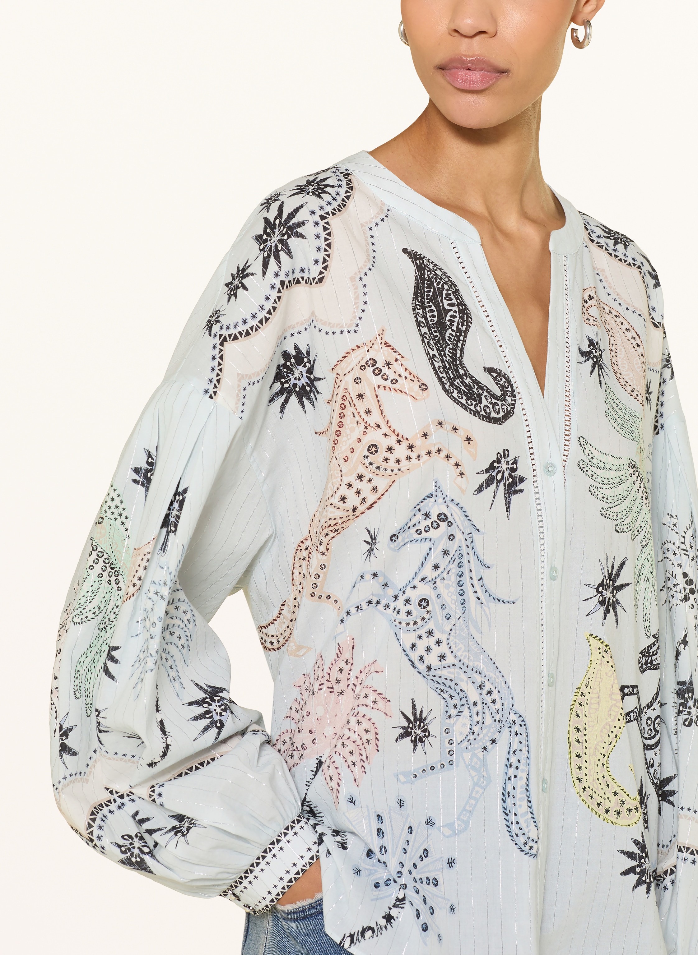 Thumbnail - Ivi Collection Bluse Mit Glitzergarn blau