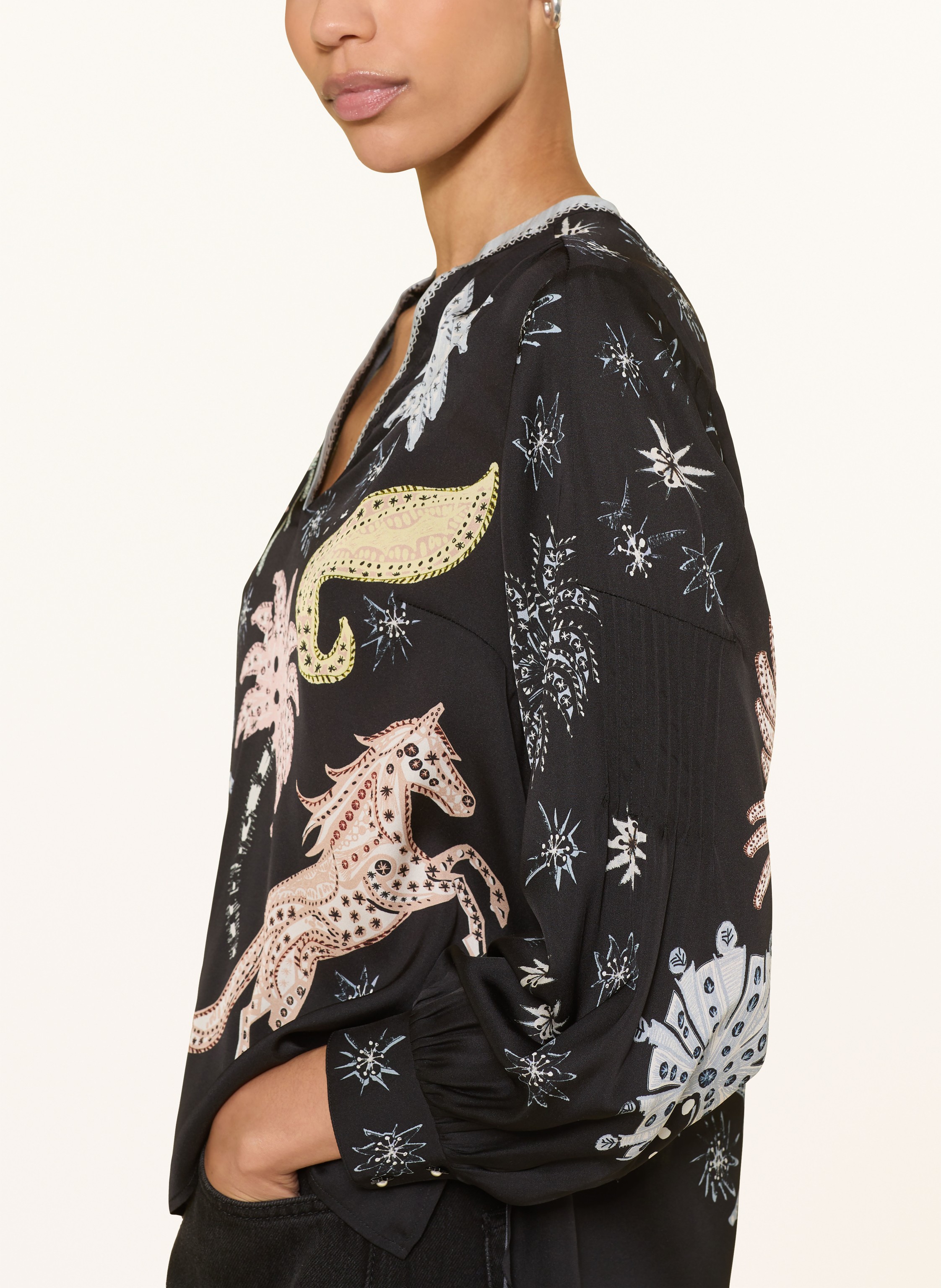 Thumbnail - Ivi Collection Blusenshirt Aus Seide schwarz