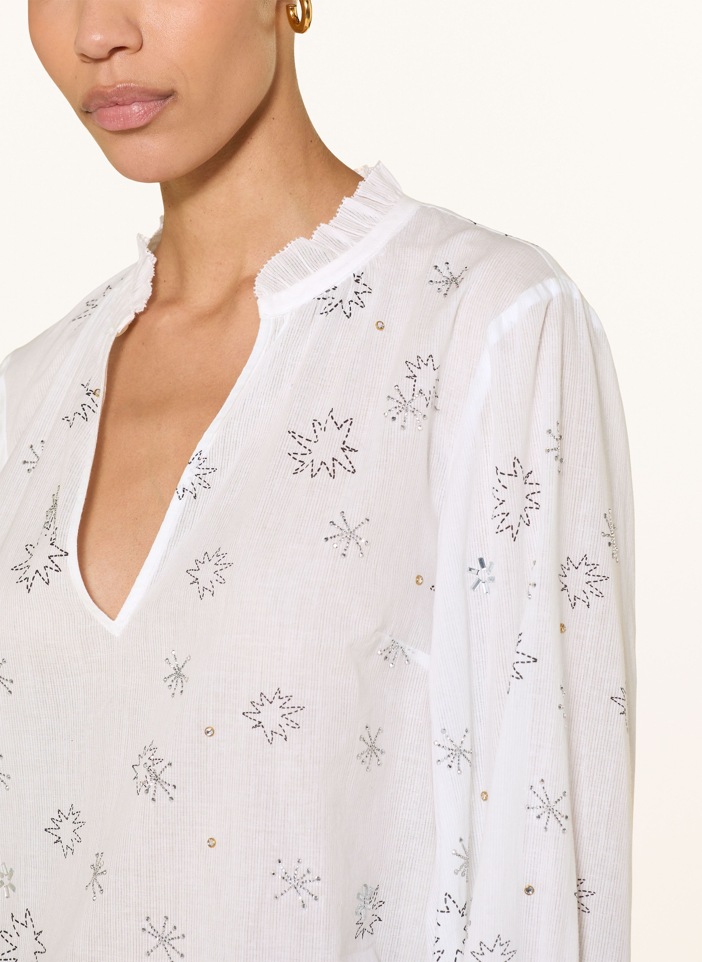 Thumbnail - Ivi Collection Blusenshirt Mit Schmucksteinen weiss