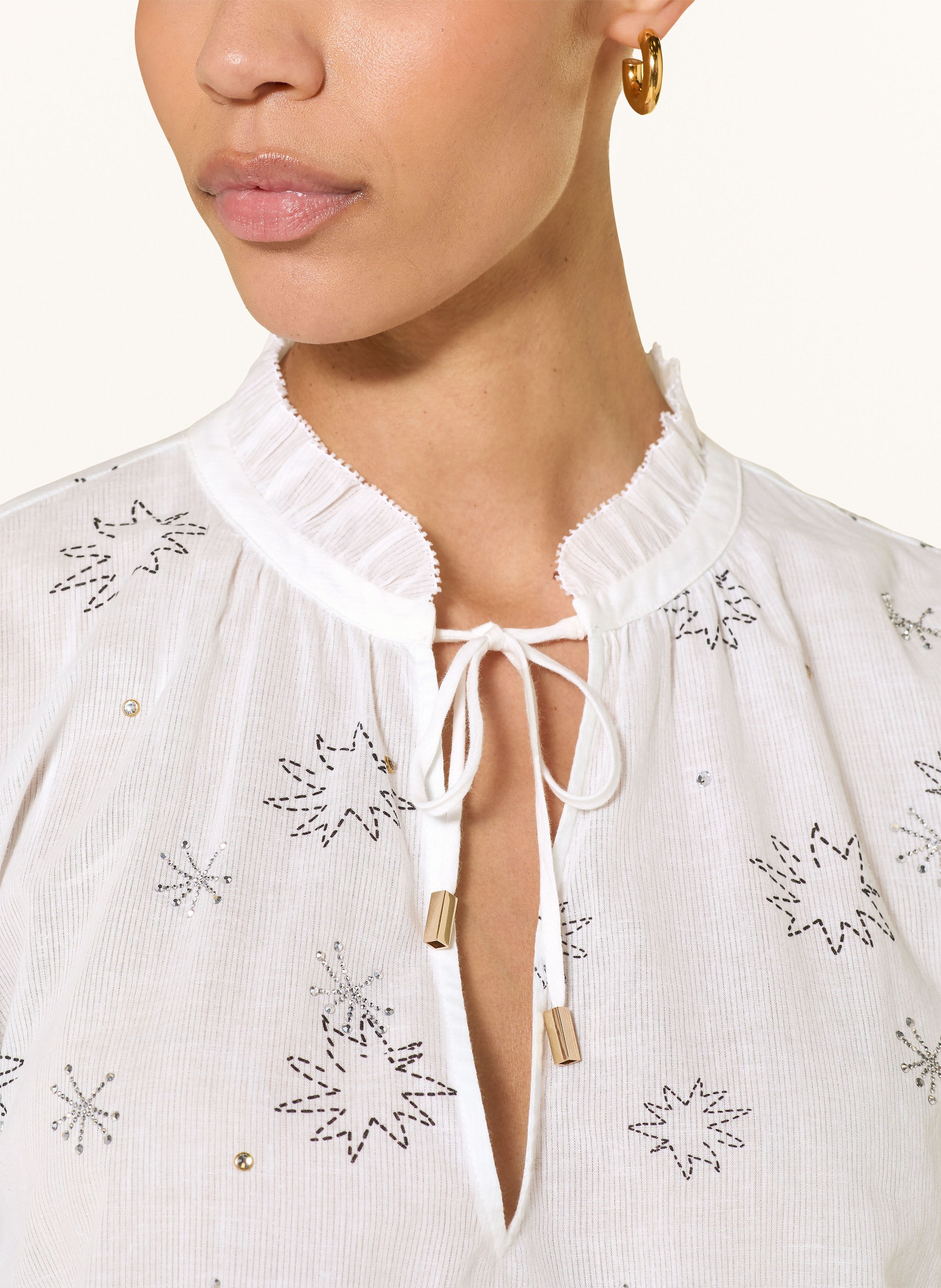 Thumbnail - Ivi Collection Blusenshirt Mit Schmucksteinen weiss