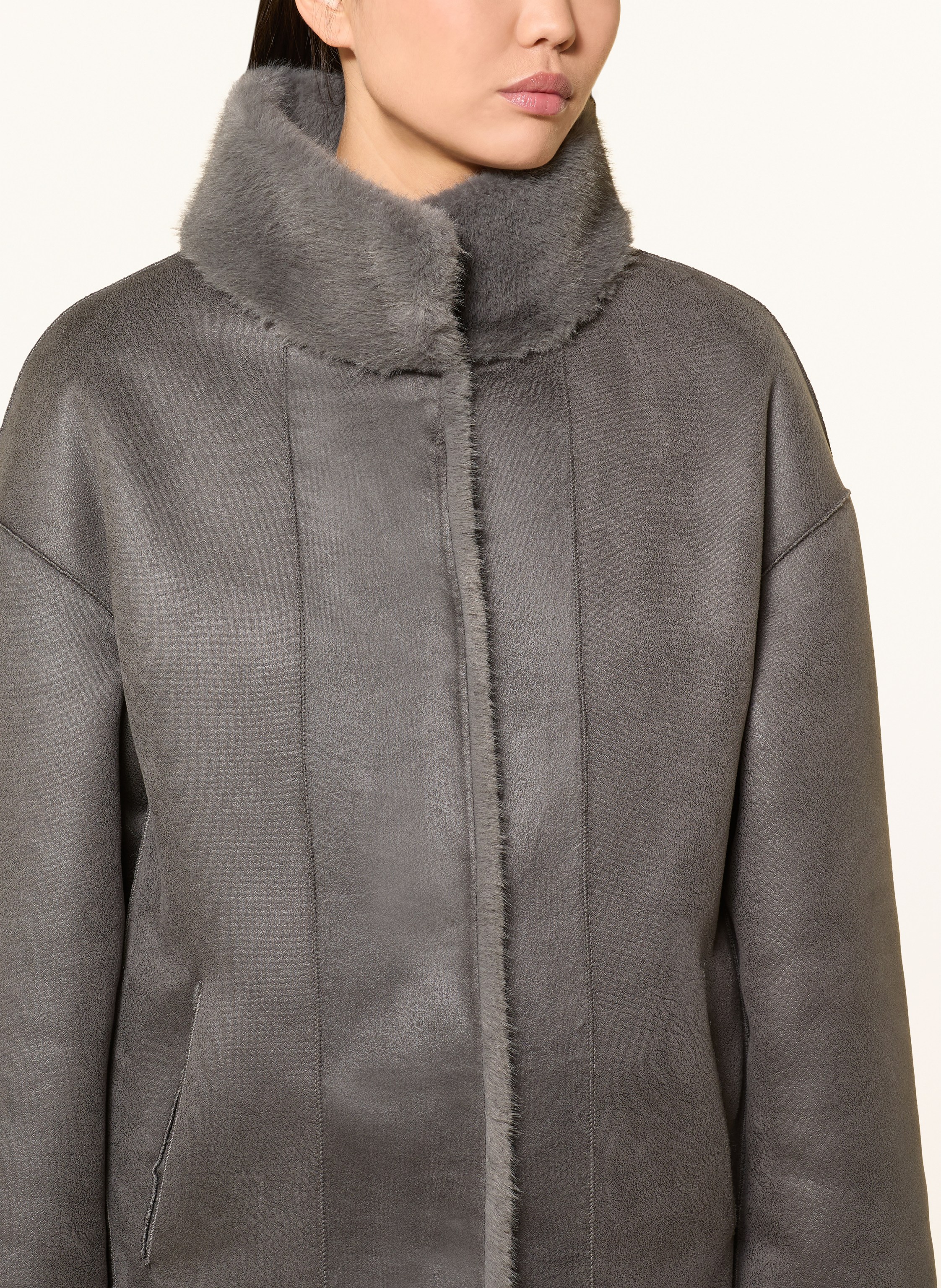 Thumbnail - Juvia Kunstfell-Mantel Noa grau