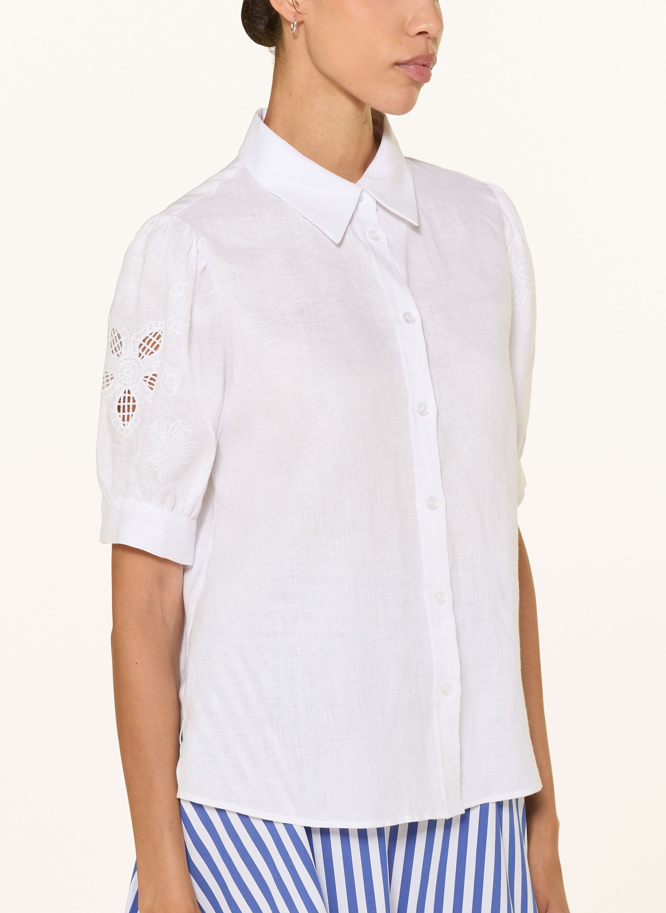 Thumbnail - (The Mercer) N.Y. Hemdbluse Aus Leinen Mit Lochspitze weiss