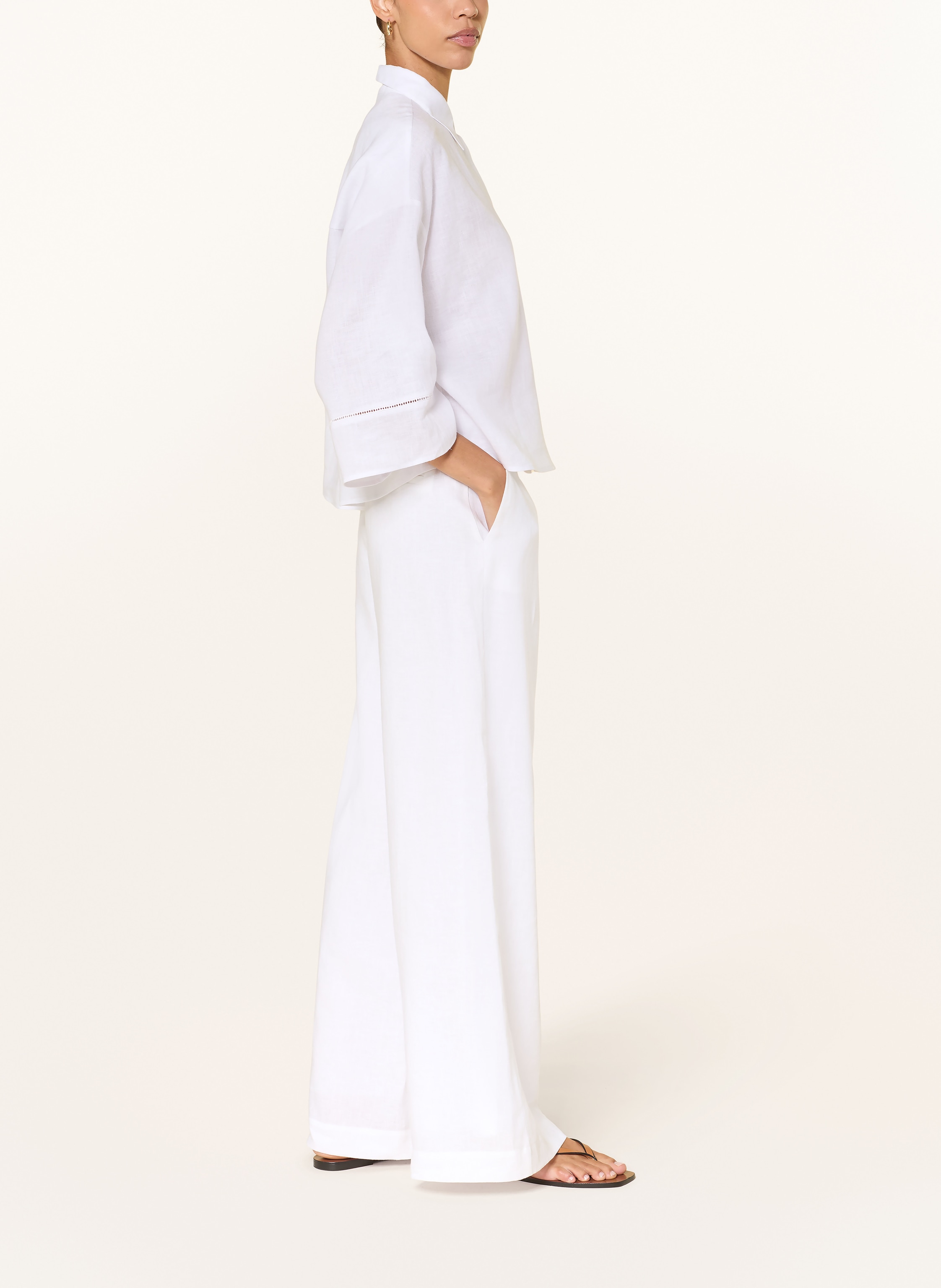 Thumbnail - (The Mercer) N.Y. Marlenehose Aus Leinen weiss