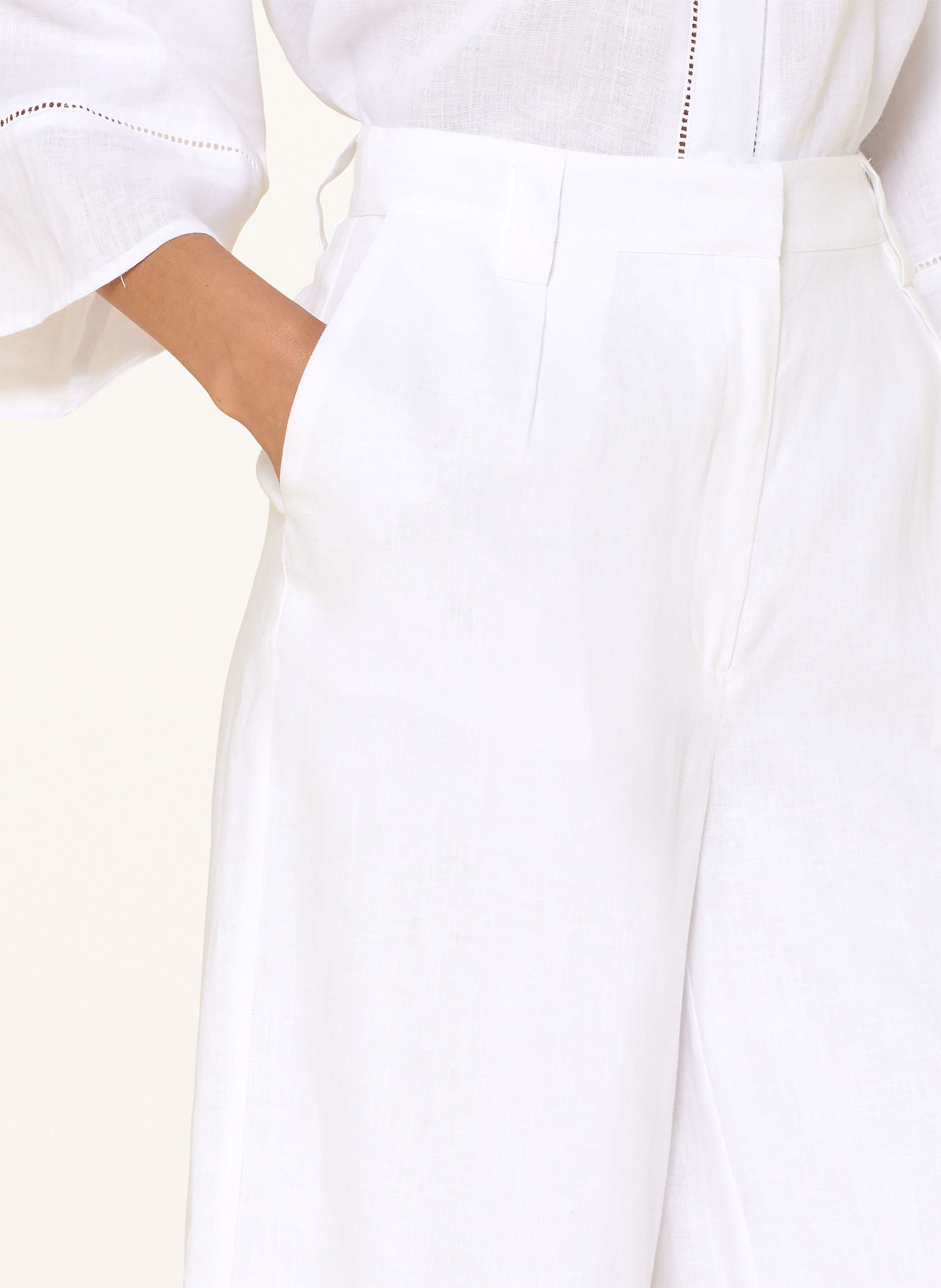 Thumbnail - (The Mercer) N.Y. Marlenehose Aus Leinen weiss