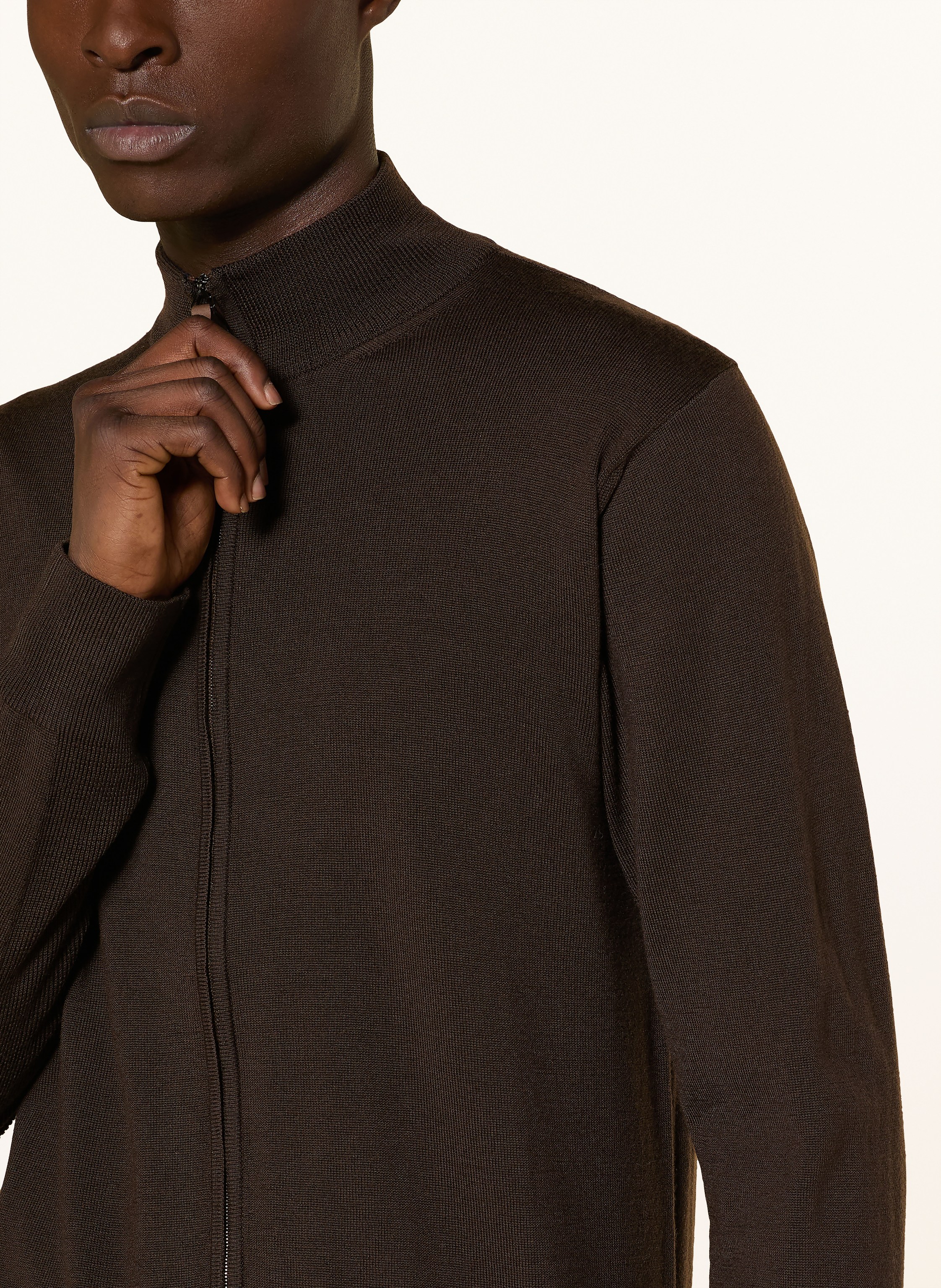 Thumbnail - Eton Strickjacke Aus Merinowolle braun