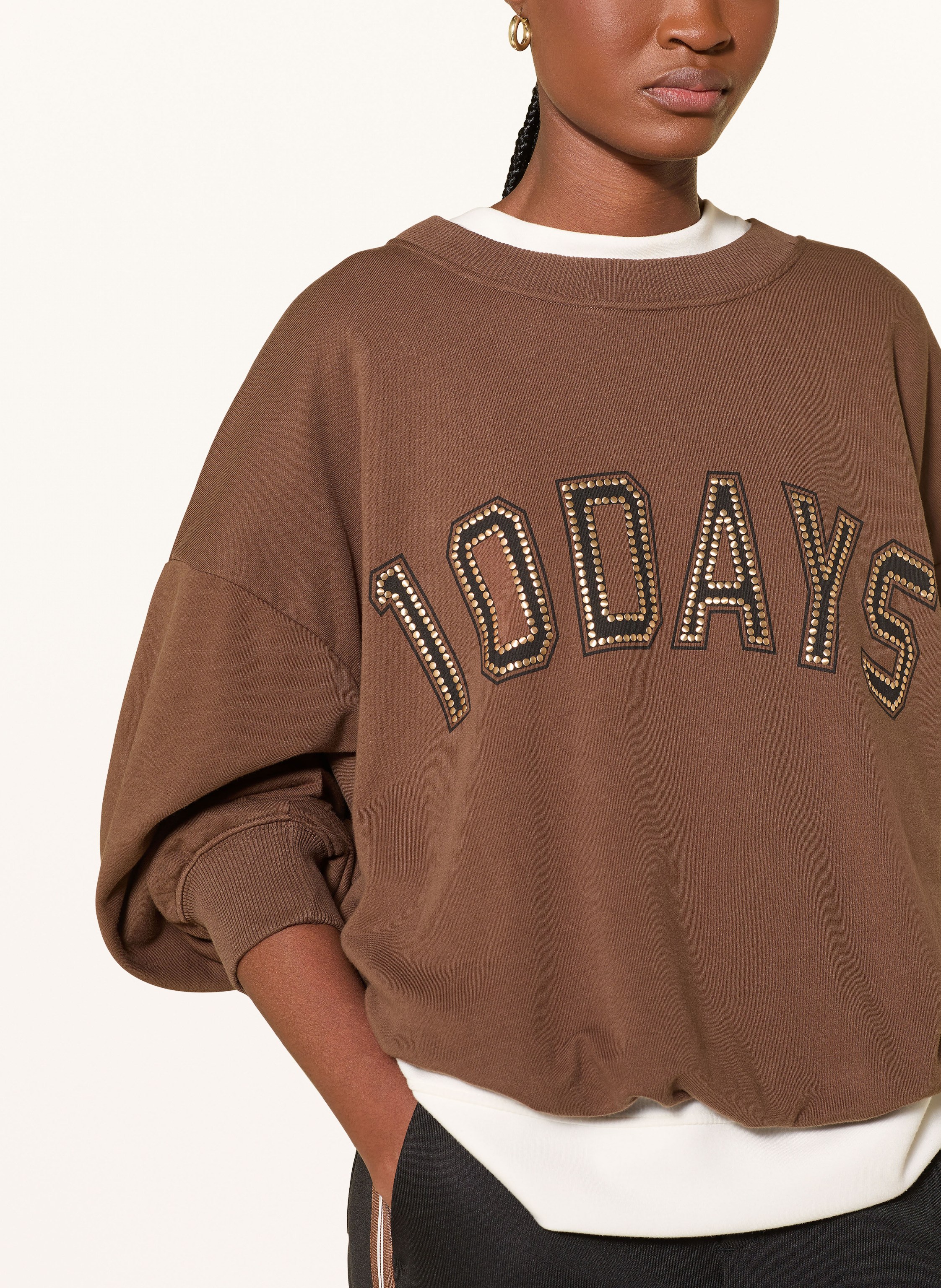 Thumbnail - 10days Sweatshirt Mit Nieten braun