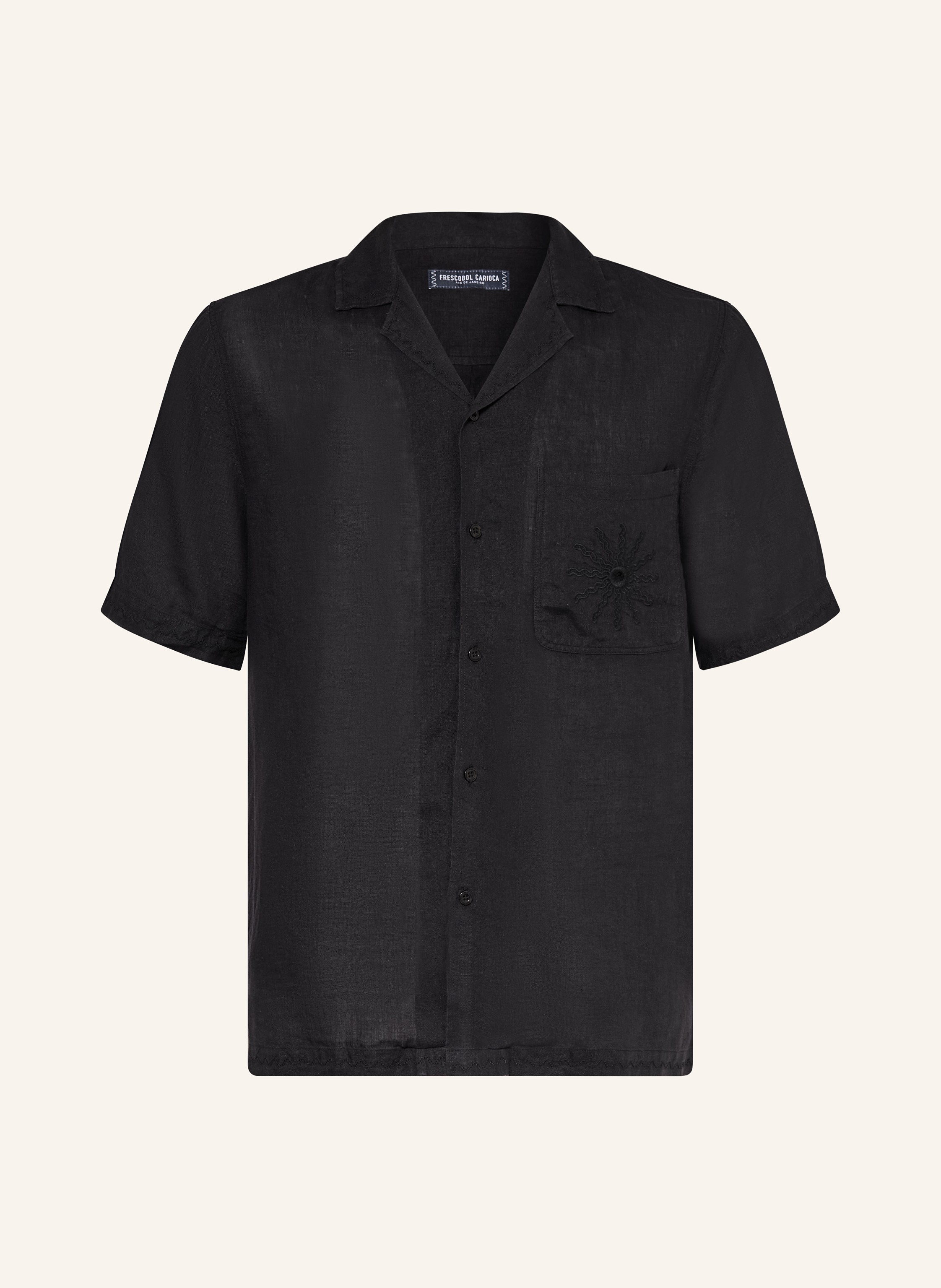 Frescobol Carioca Frescobol Carioca Resorthemd Alves Relaxed Fit Aus Leinen schwarz in SCHWARZ