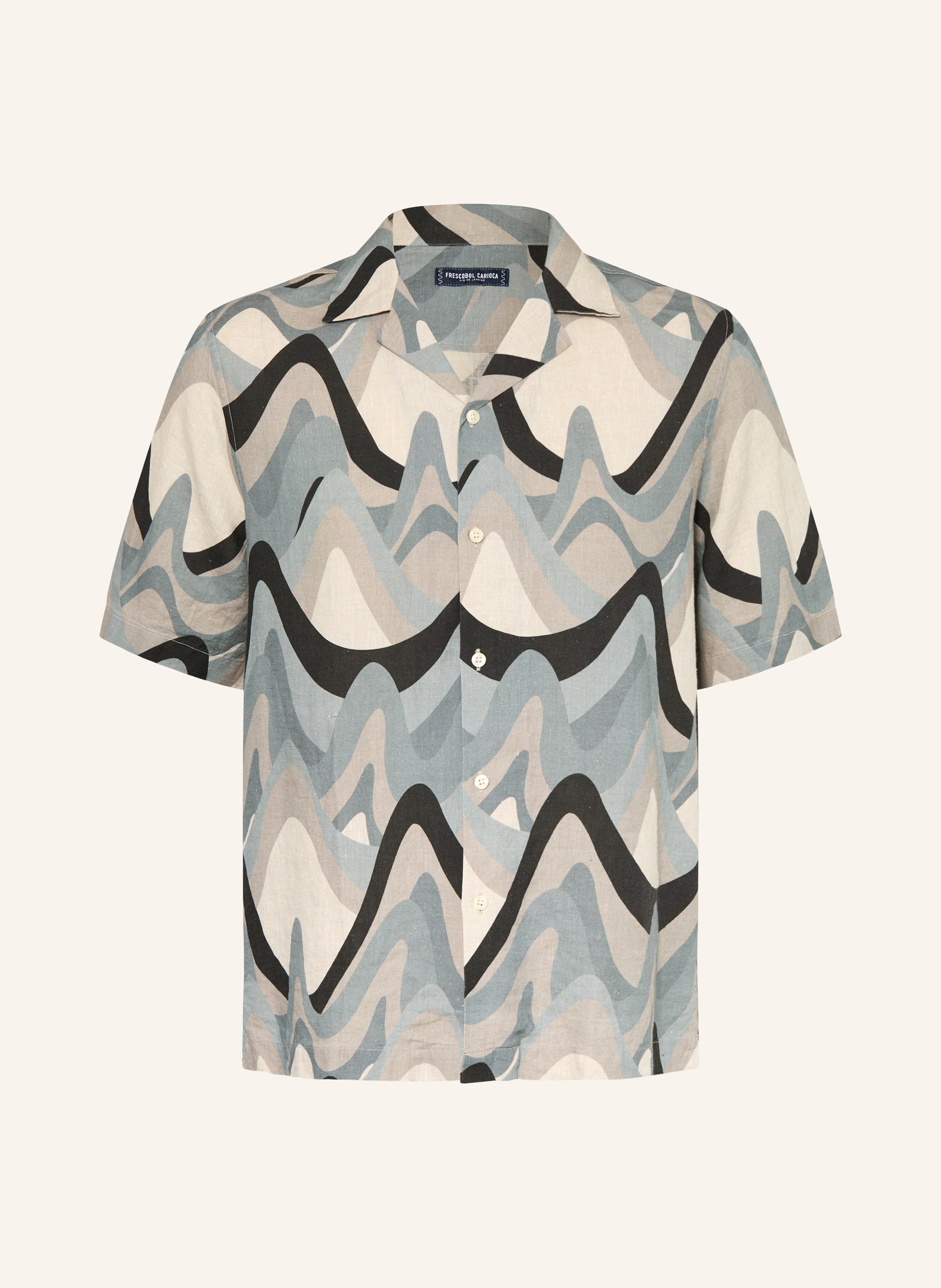 Frescobol Carioca Frescobol Carioca Resorthemd Roberto Relaxed Fit Aus Leinen blau in HELLBLAU / ECRU / SCHWARZ