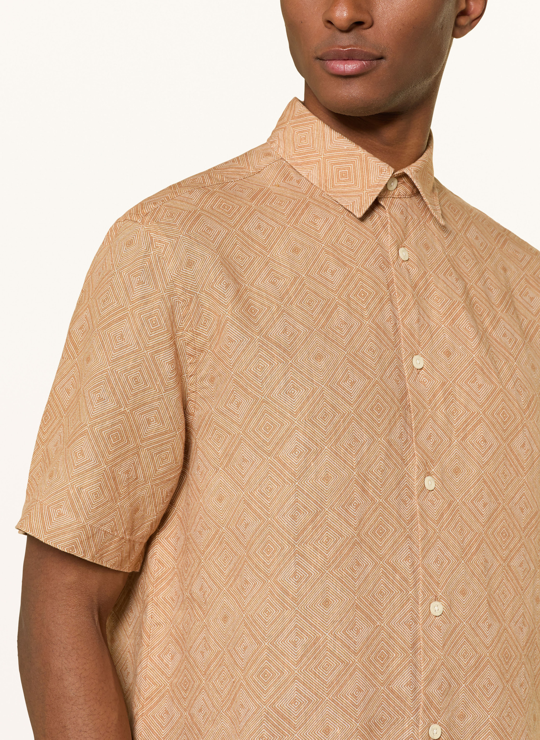 Thumbnail - Frescobol Carioca Kurzarm-Hemd Castro Relaxed Fit Aus Leinen braun