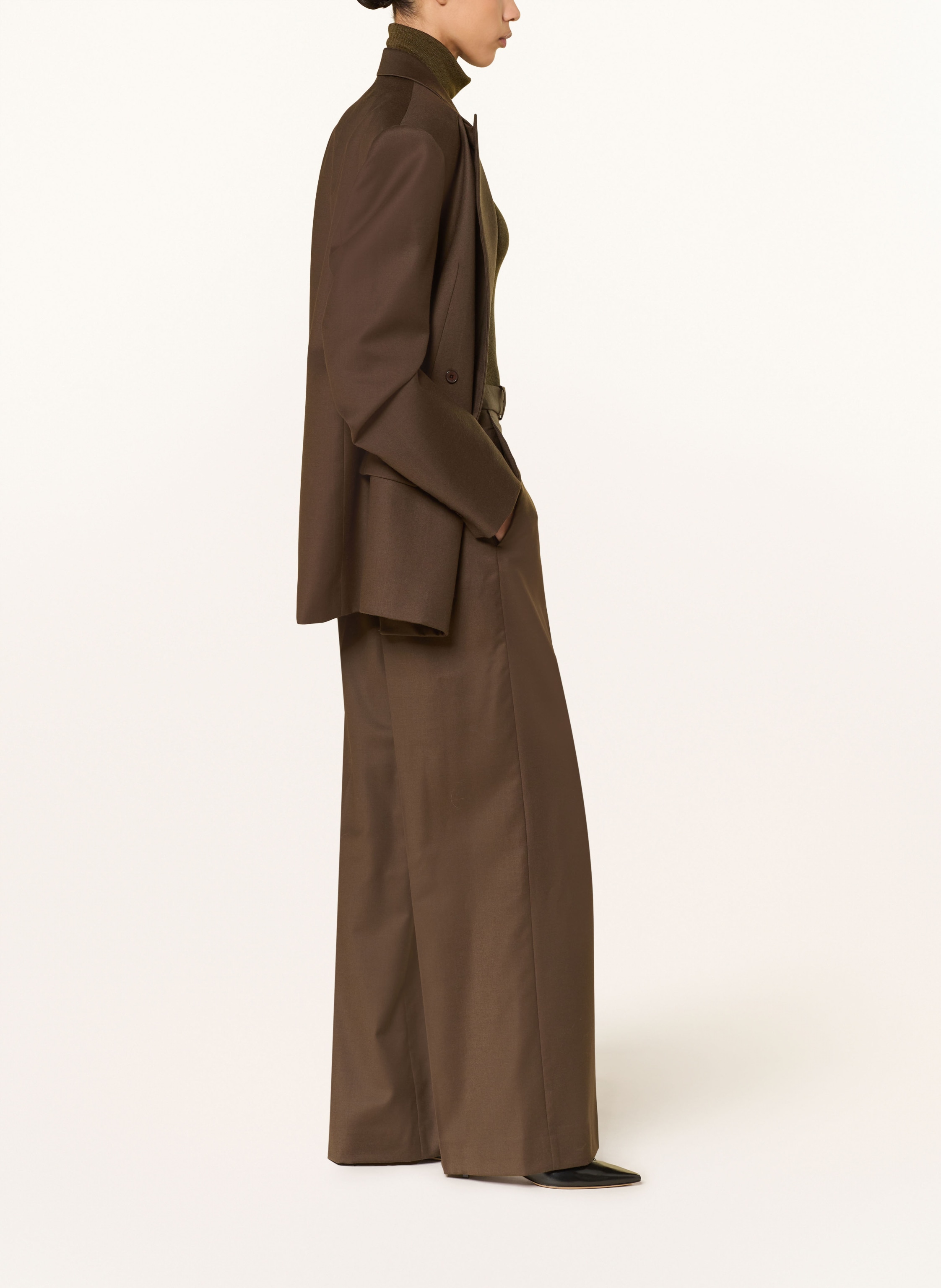 Thumbnail - The Frankie Shop Marlenehose Brickell Aus Flanell braun