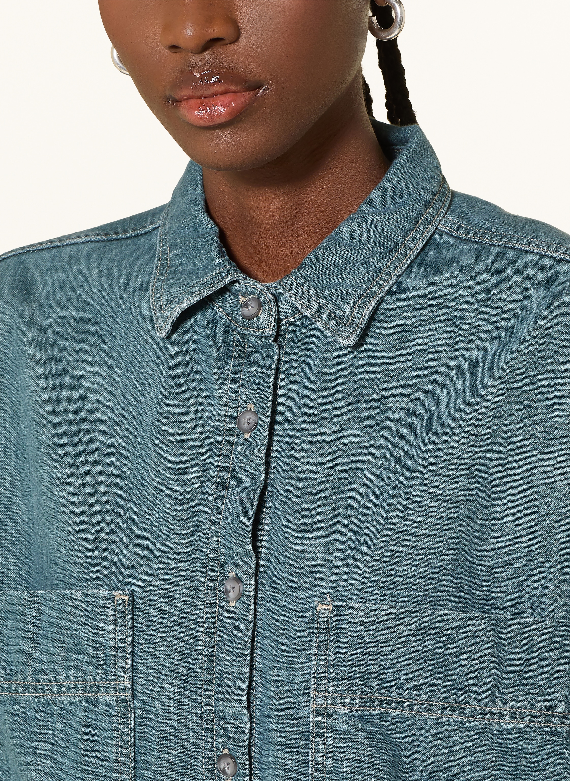 Thumbnail - American Vintage Jeansbluse Ydopark blau