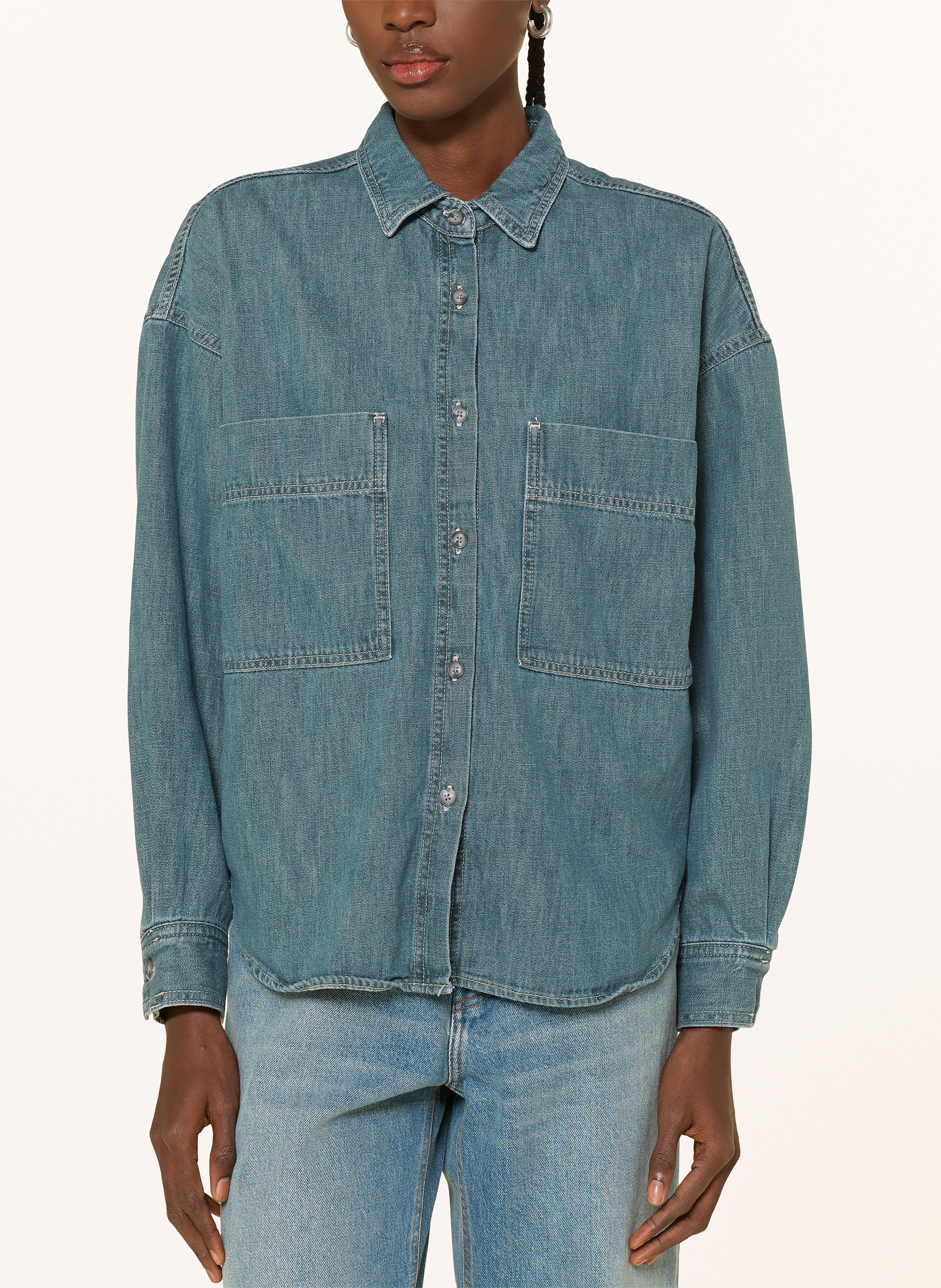 Thumbnail - American Vintage Jeansbluse Ydopark blau