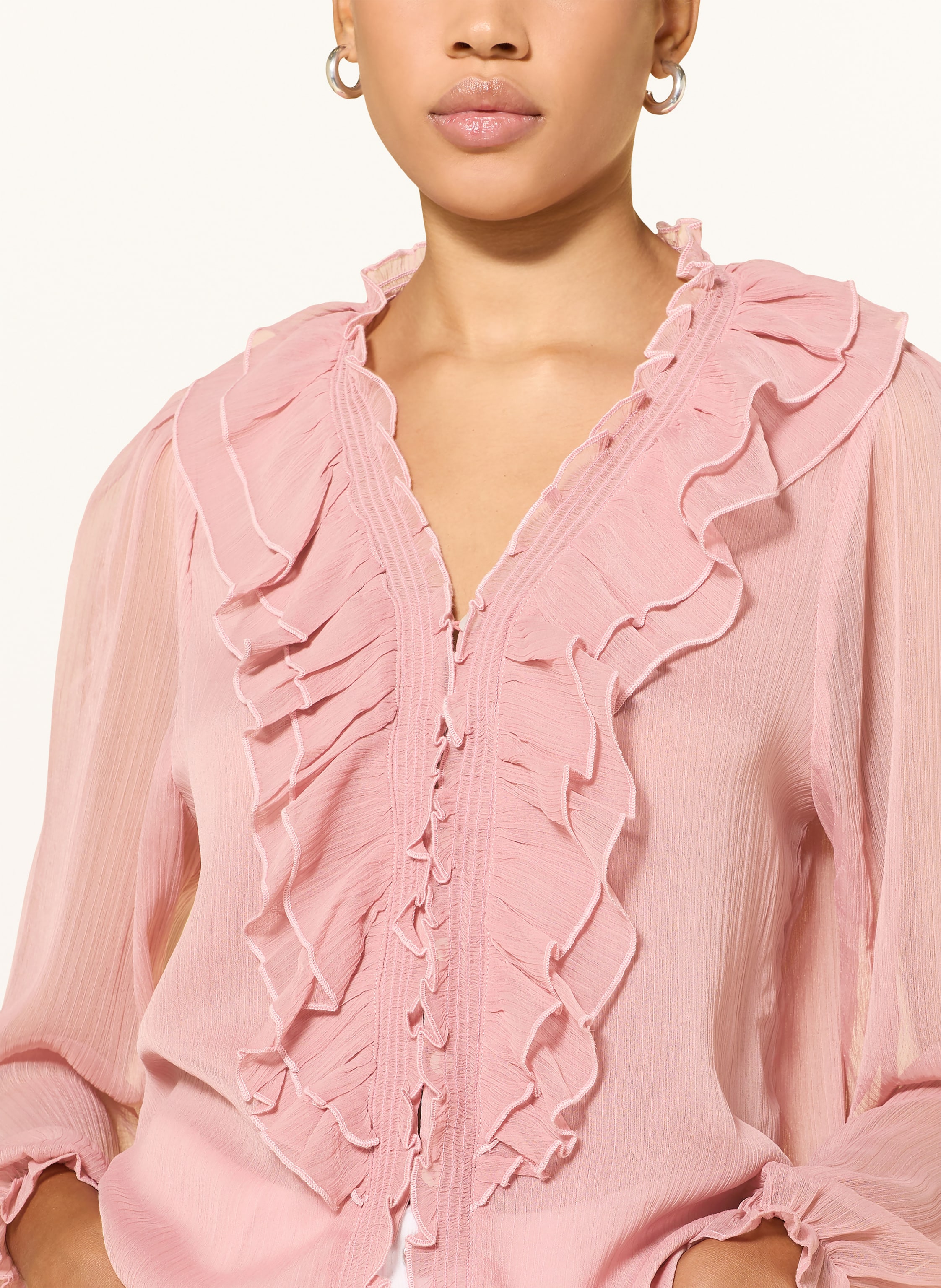 Thumbnail - Neo Noir Bluse Ivey Mit Volants rosa