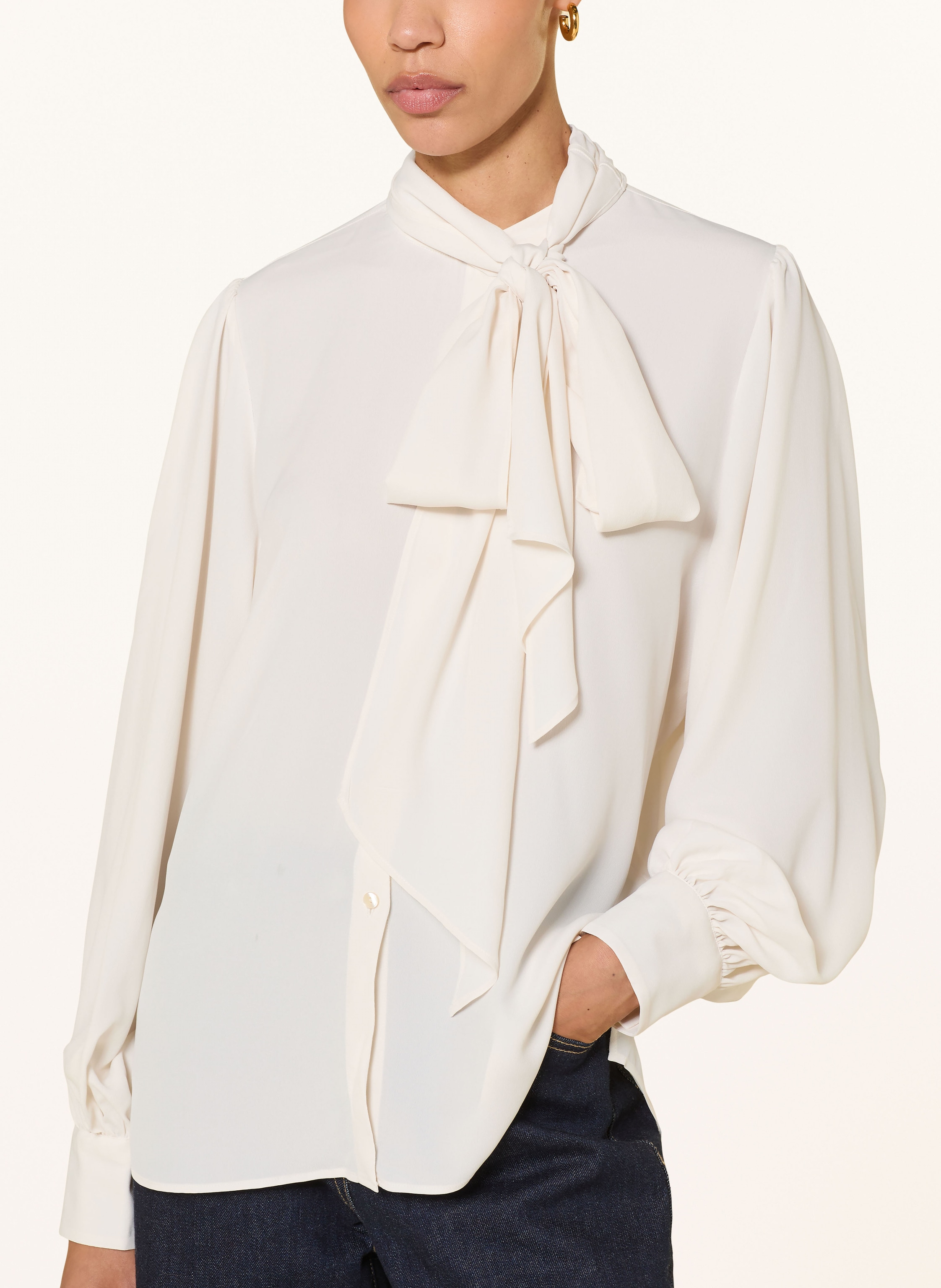 Thumbnail - Émanou Bluse Mit Seide Und Abnehmbarer Schluppe weiss