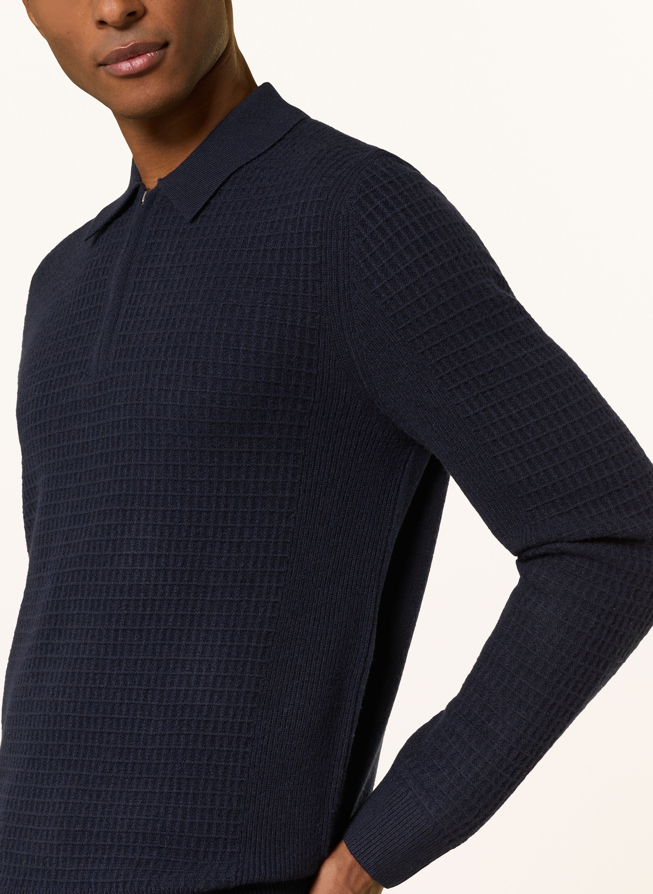 Thumbnail - Reiss Strick-Poloshirt Hamilton blau