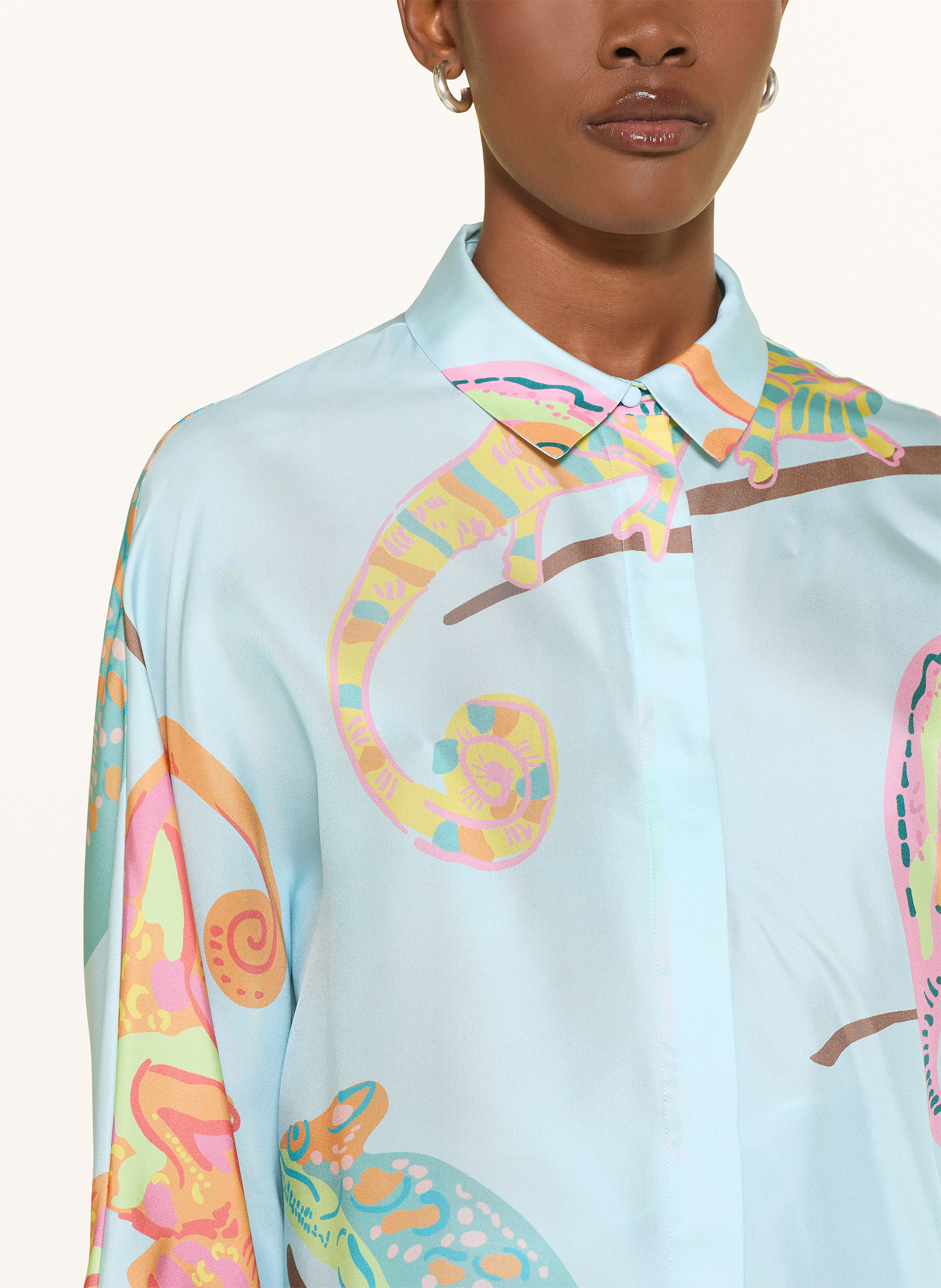 Thumbnail - Herzens Hemdbluse Aus Seide Mit 3/4-Arm blau