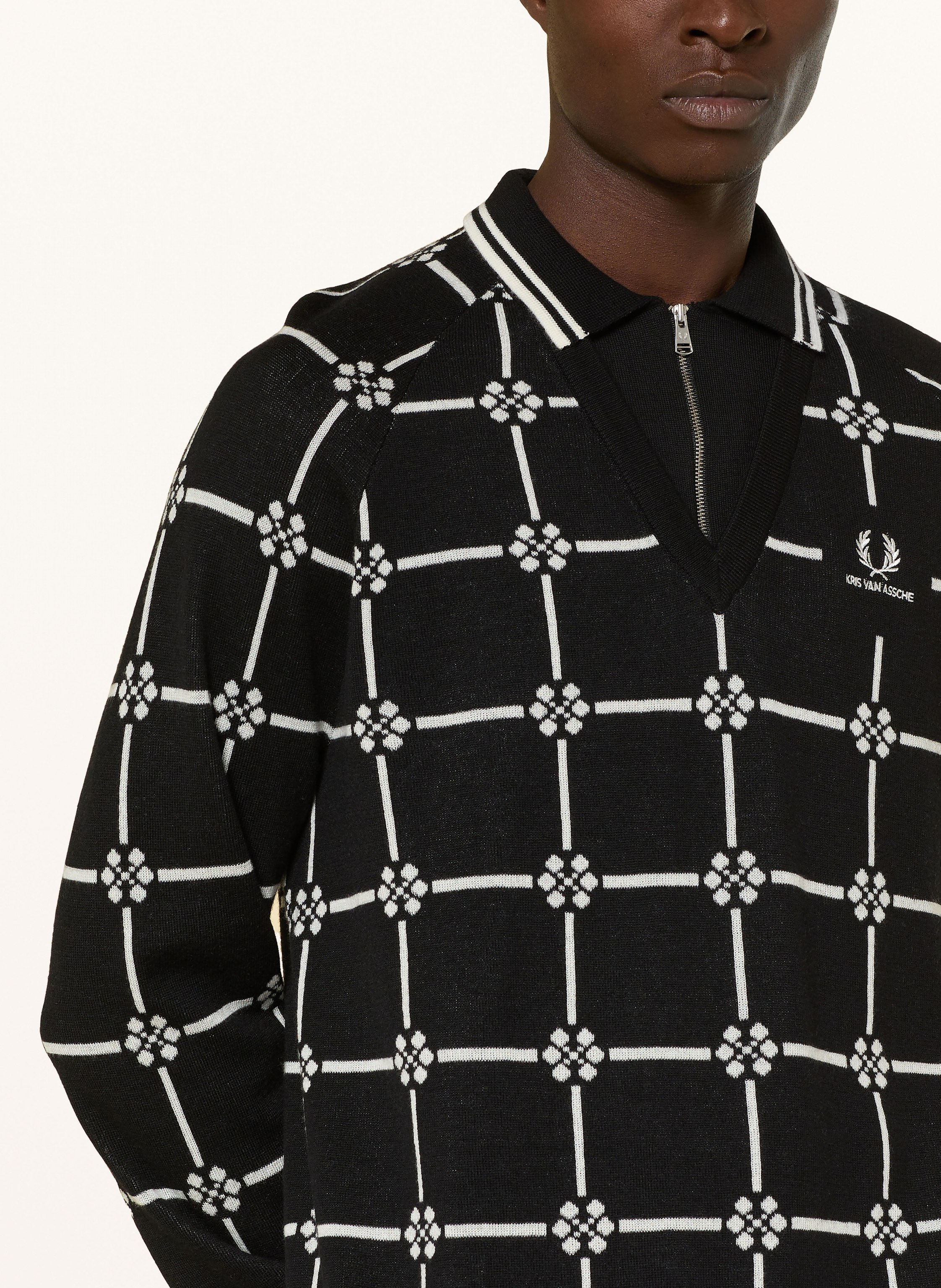 Thumbnail - Fred Perry Strick-Poloshirt schwarz