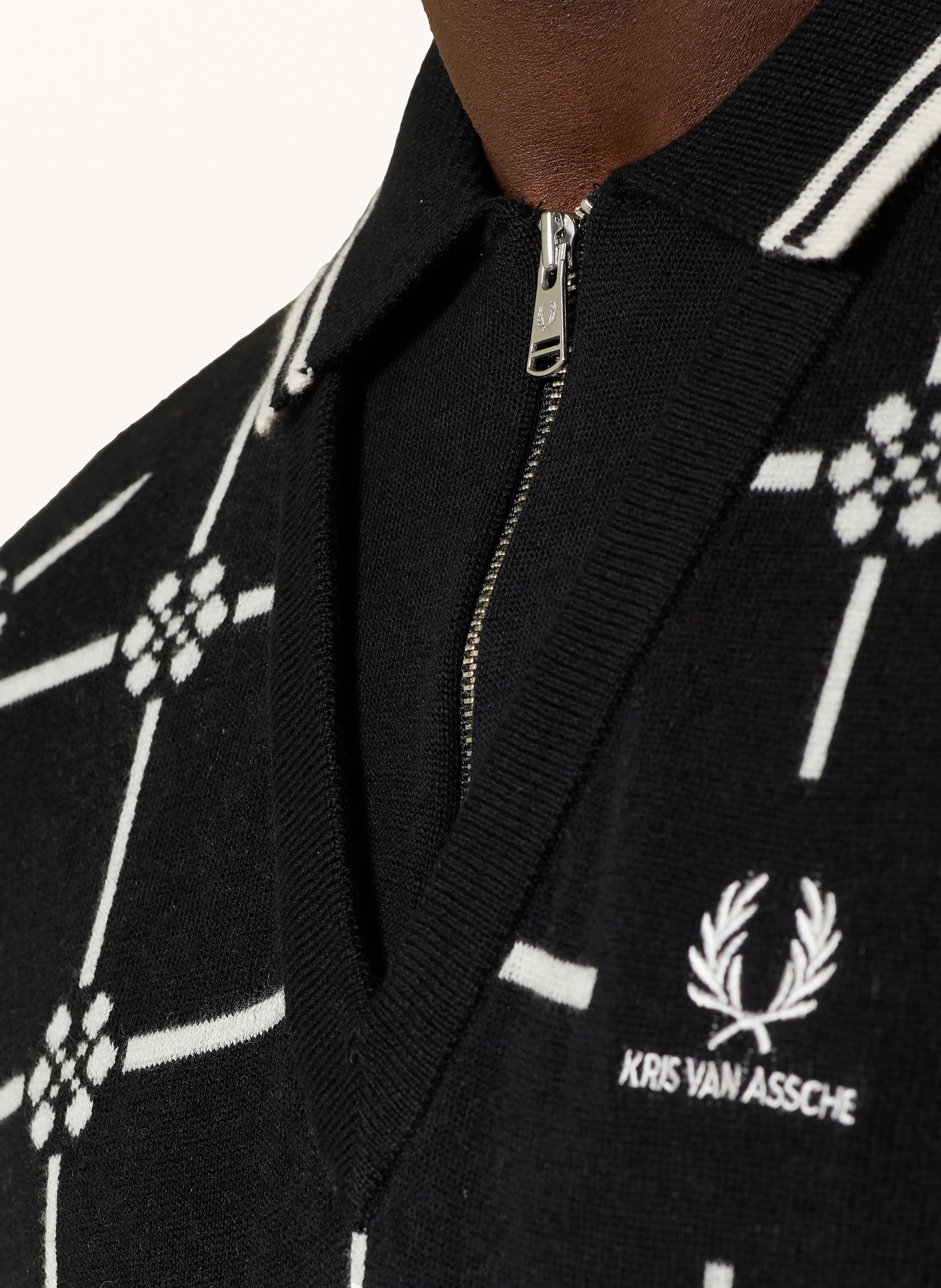 Thumbnail - Fred Perry Strick-Poloshirt schwarz