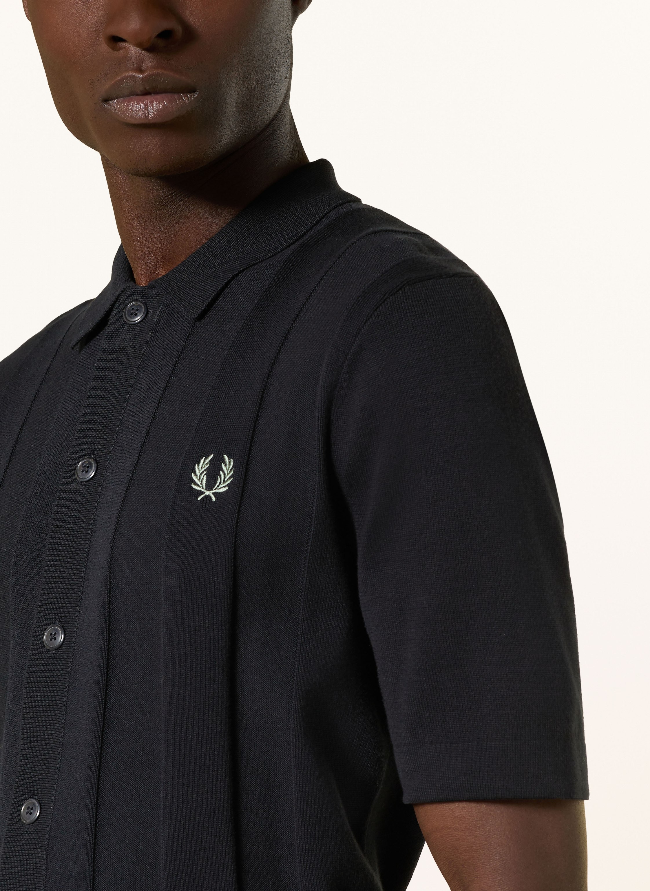 Thumbnail - Fred Perry Strickhemd Slim Fit blau