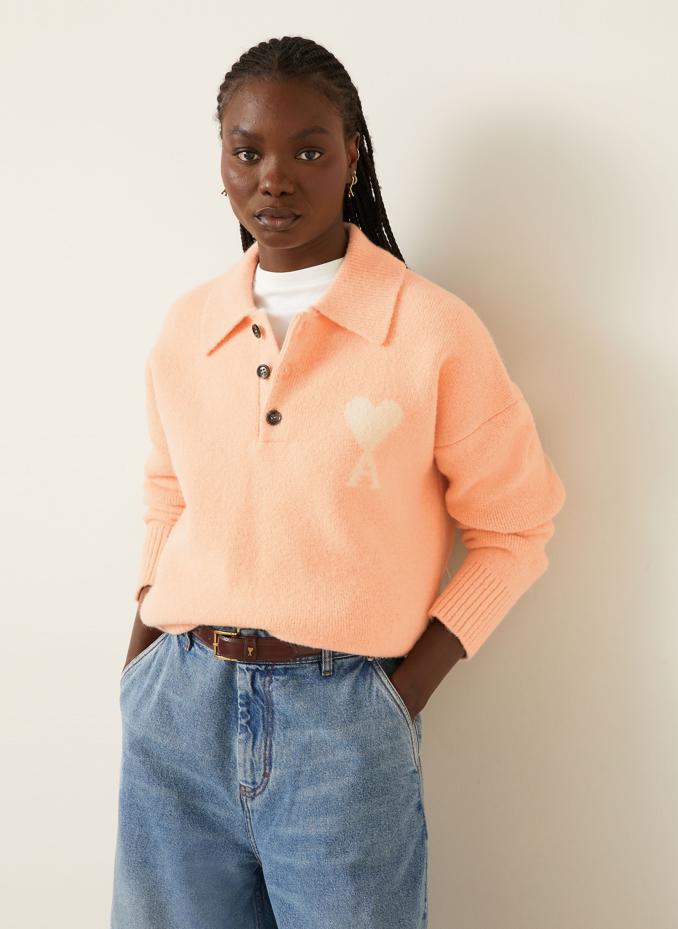 Thumbnail - Ami Paris Pullover Mit Alpaka rosa