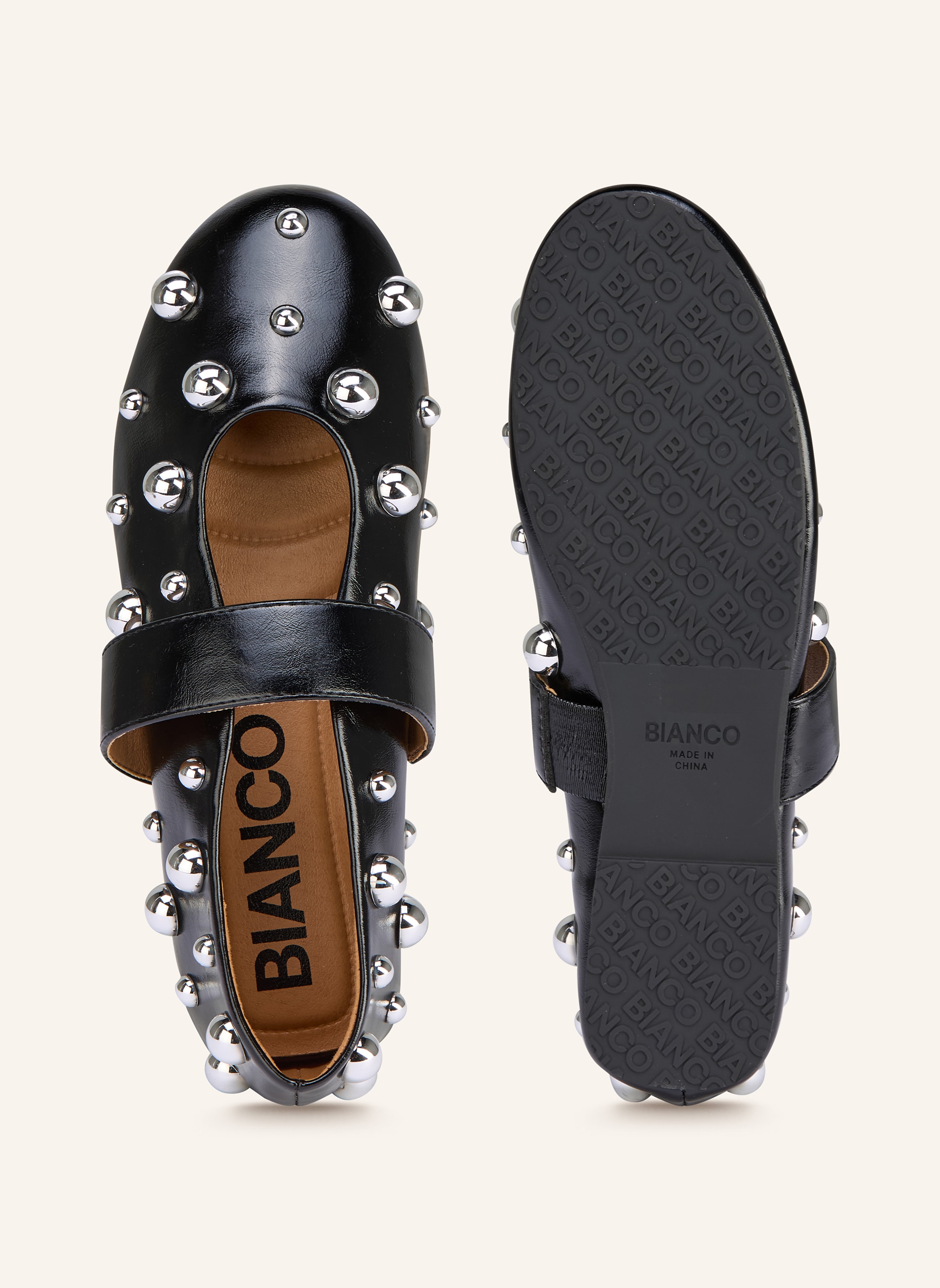 Thumbnail - Bianco Mary-Jane-Ballerinas Mit Nieten schwarz