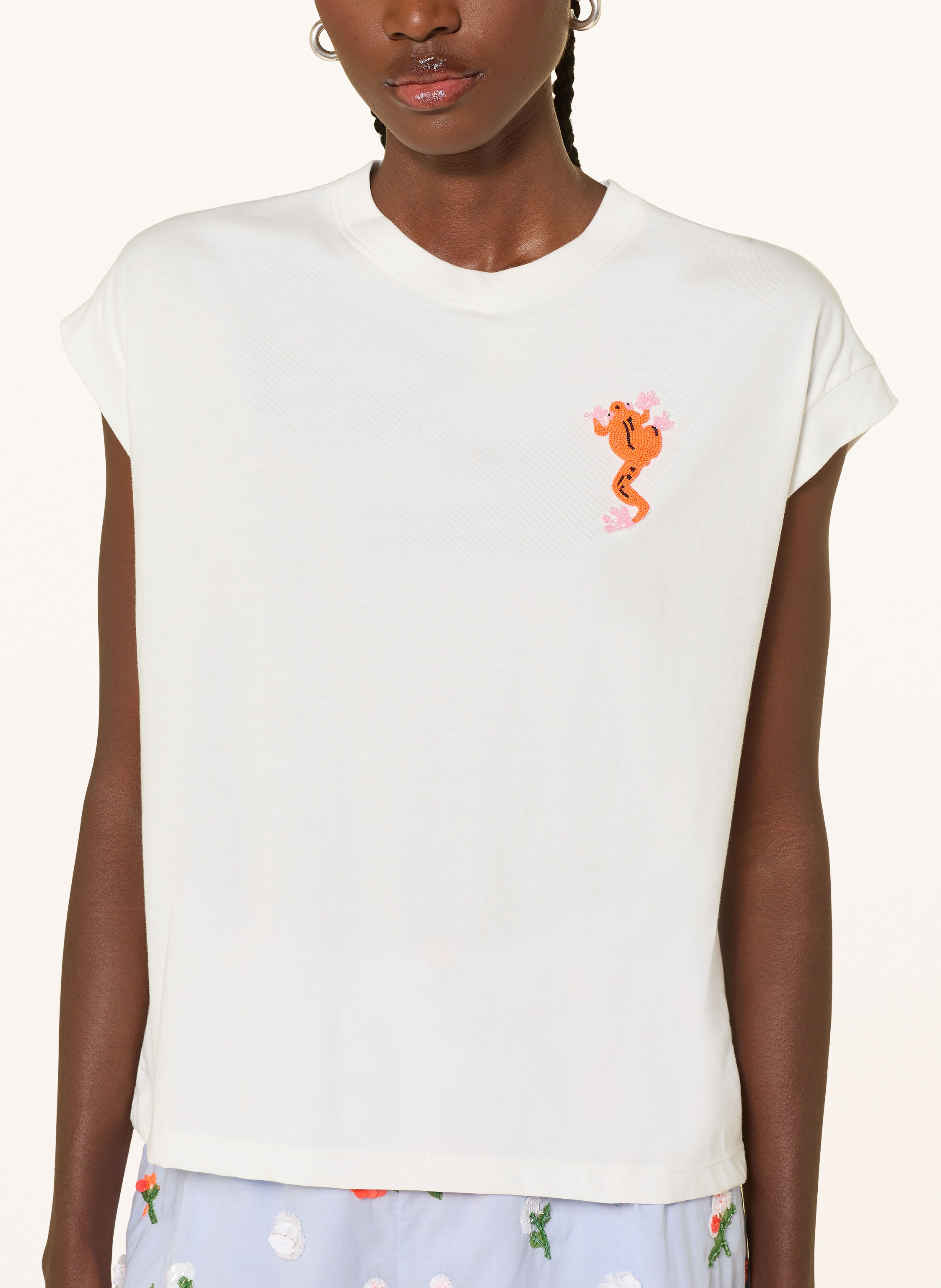 Thumbnail - Essentiel Antwerp T-Shirt Jungala Mit Schmuckperlen weiss