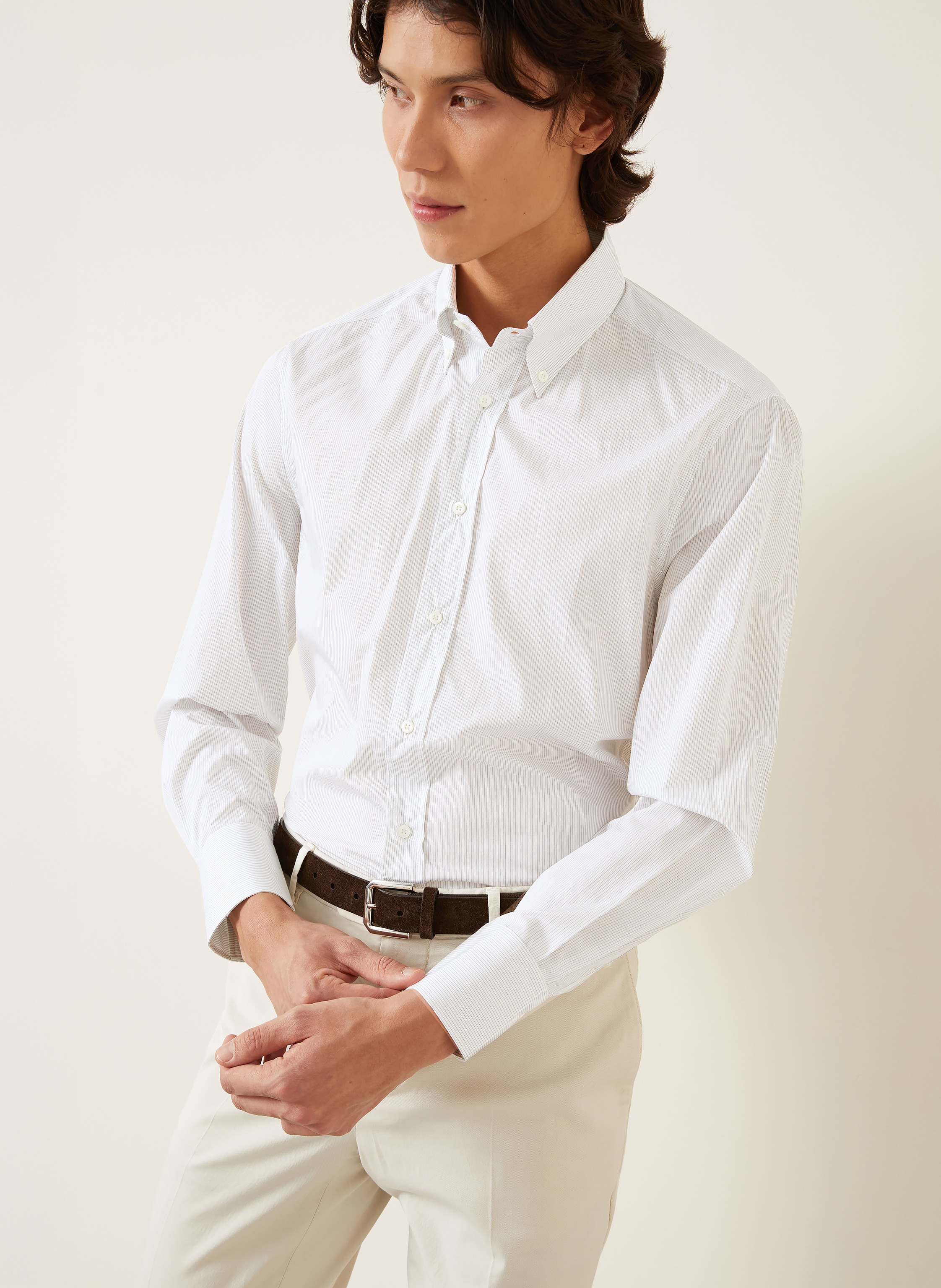 Thumbnail - Brunello Cucinelli Hemd Slim Fit weiss