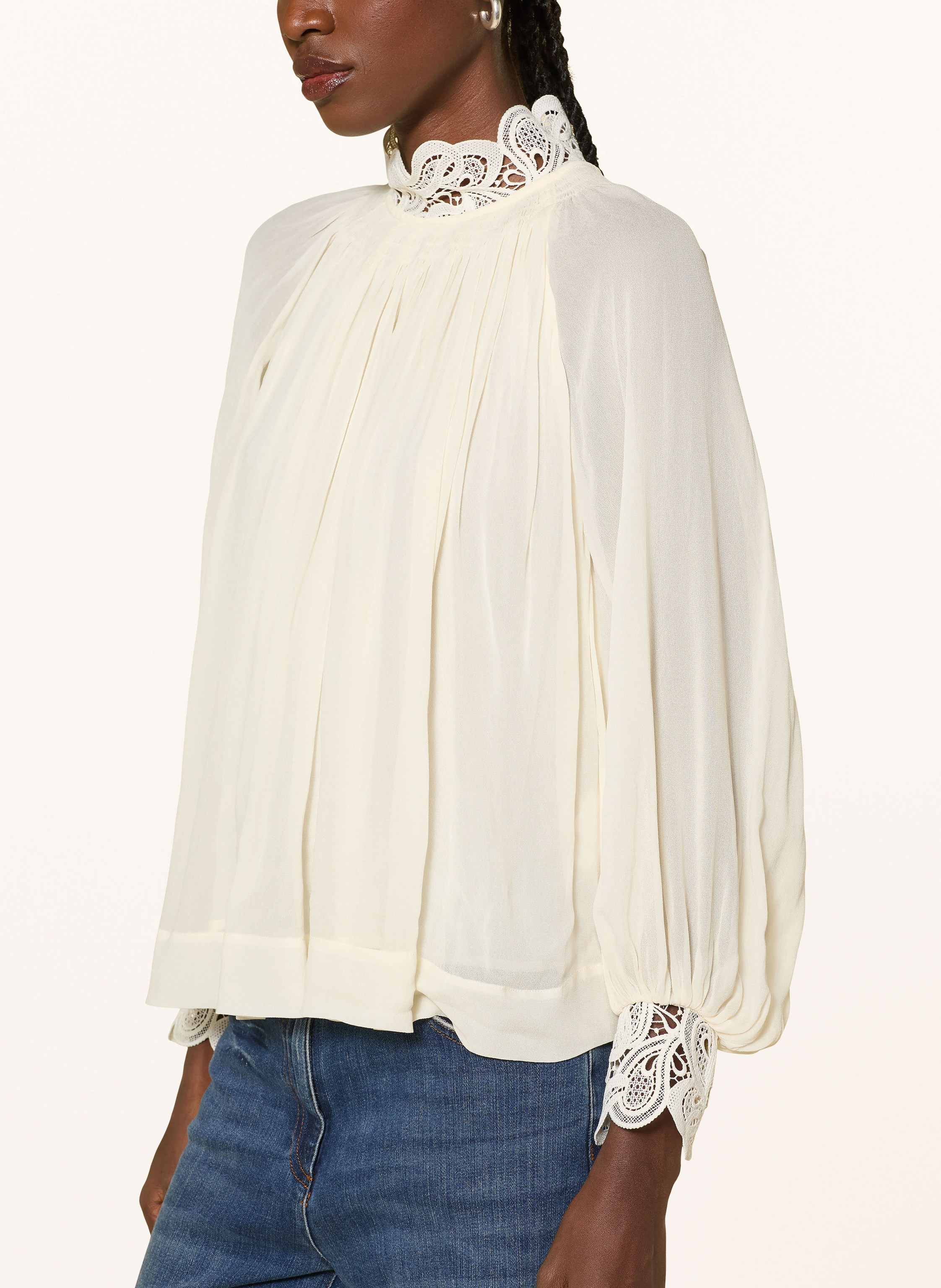 Thumbnail - Reiss Blusenshirt Czara Mit Spitze weiss