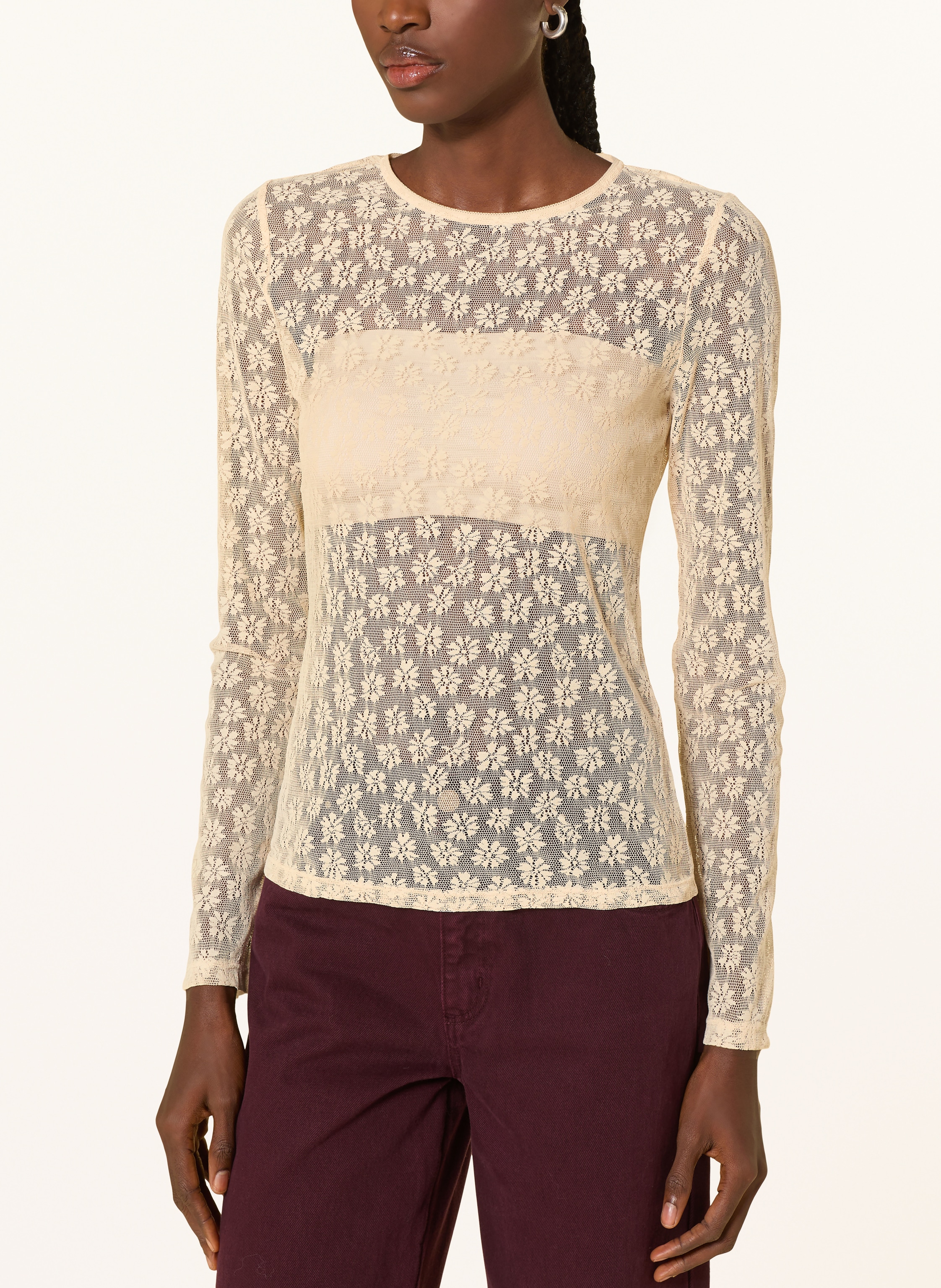 Thumbnail - Claudie Pierlot Longsleeve Aus Mesh weiss