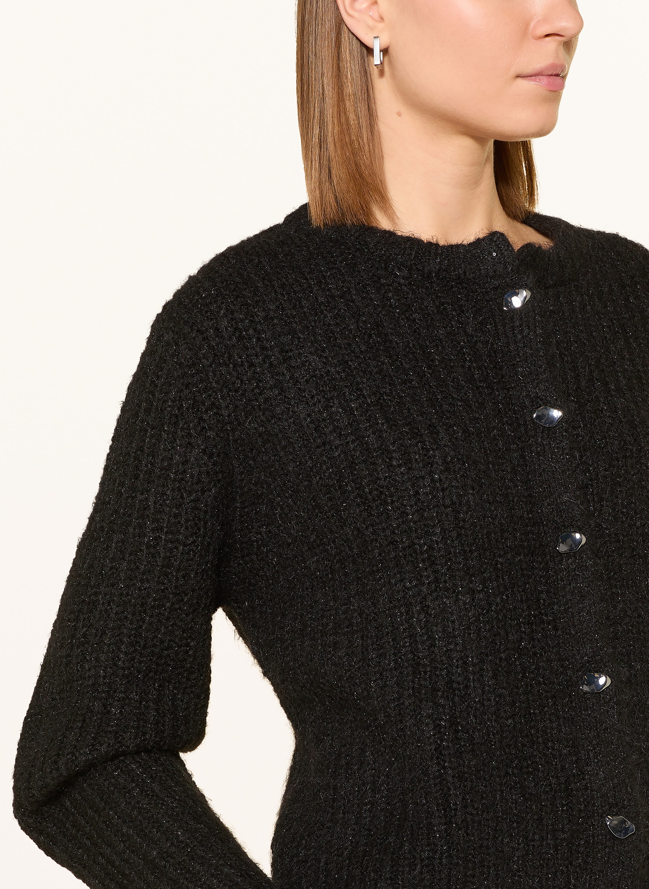 Thumbnail - Someday Strickjacke Tiah Mit Glitzergarn schwarz