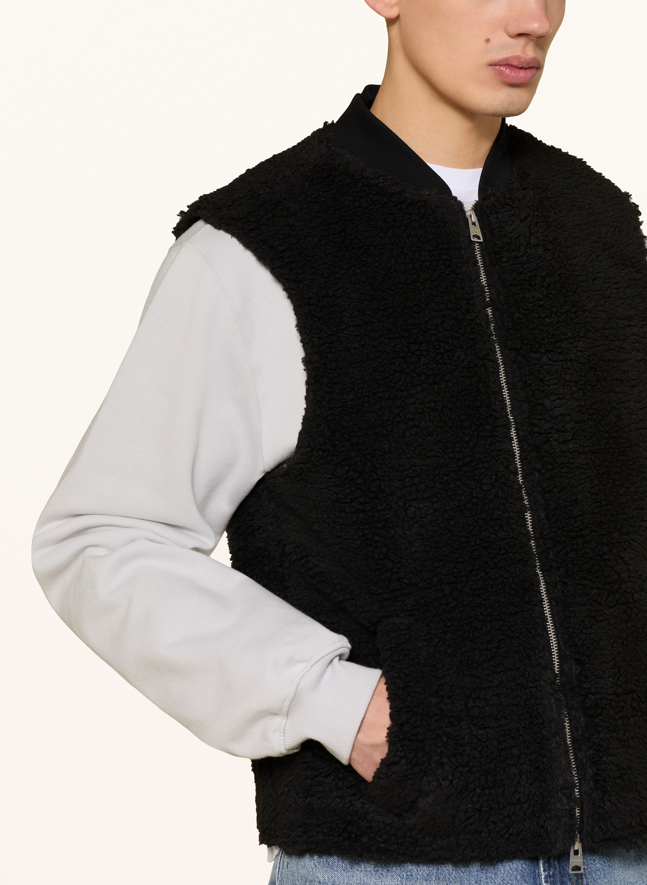 Thumbnail - Allsaints Teddyfell-Weste Otis schwarz