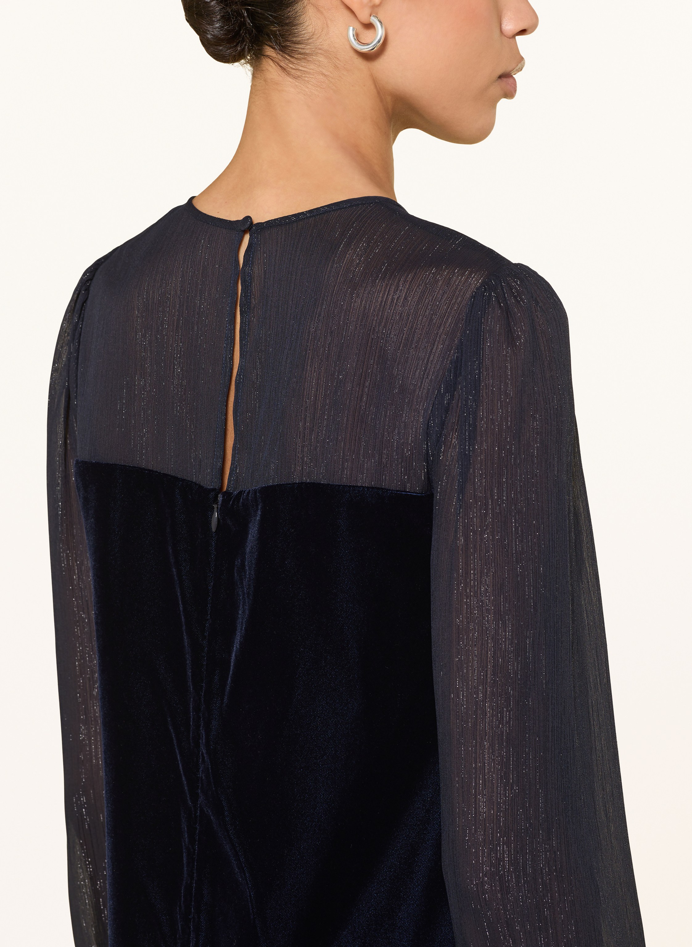 Thumbnail - Hobbs Samtkleid Zariah Im Materialmix blau